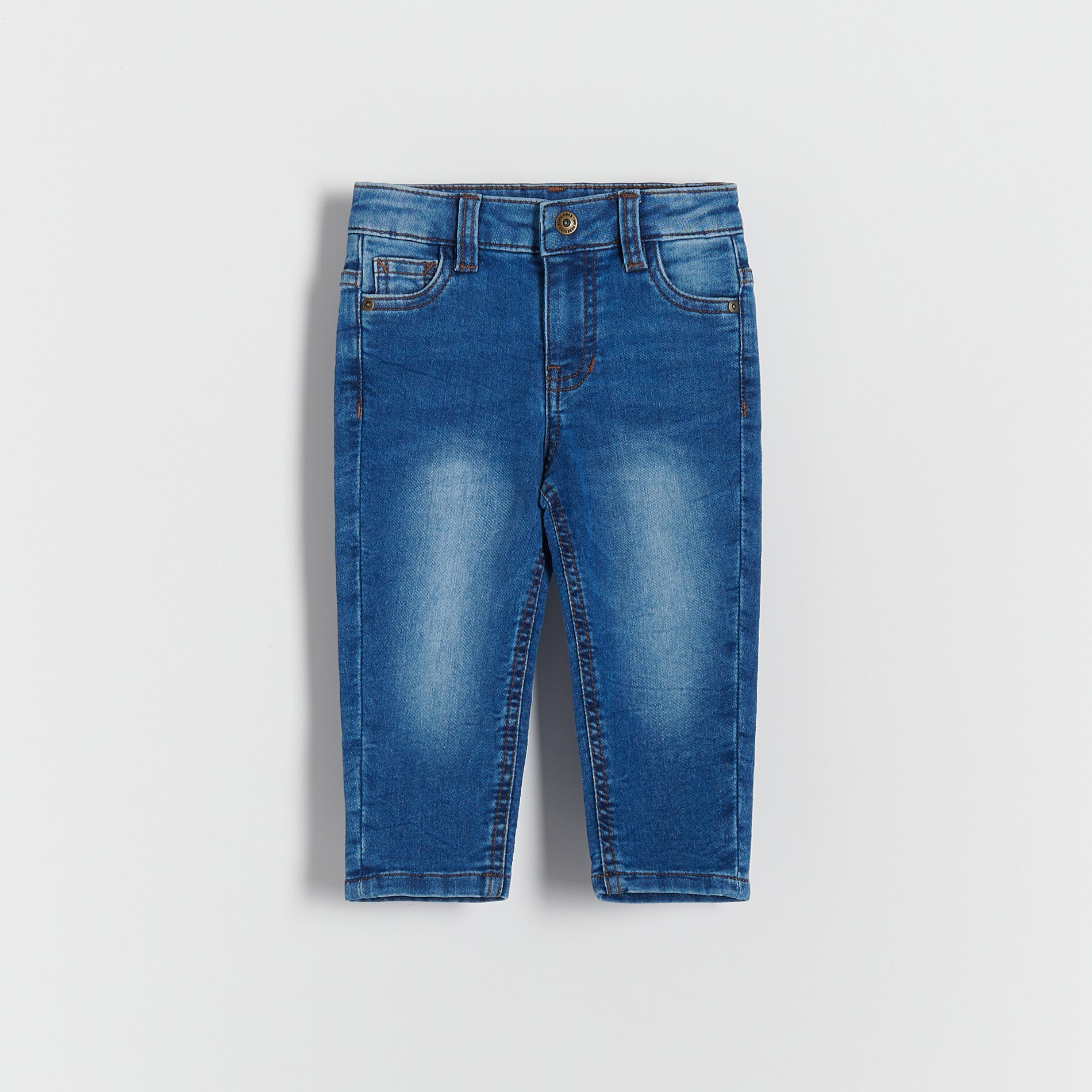 Reserved – Blugi regular din material super soft – Albastru imagine noua 2022
