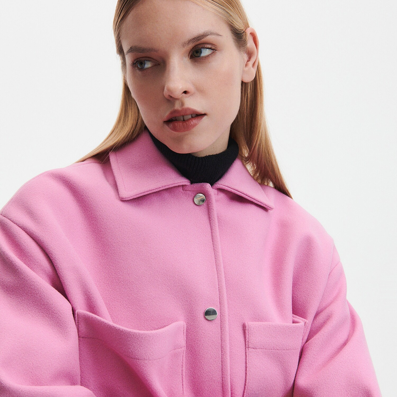Reserved – Jachetă shacket oversized – Roz clothes imagine noua 2022