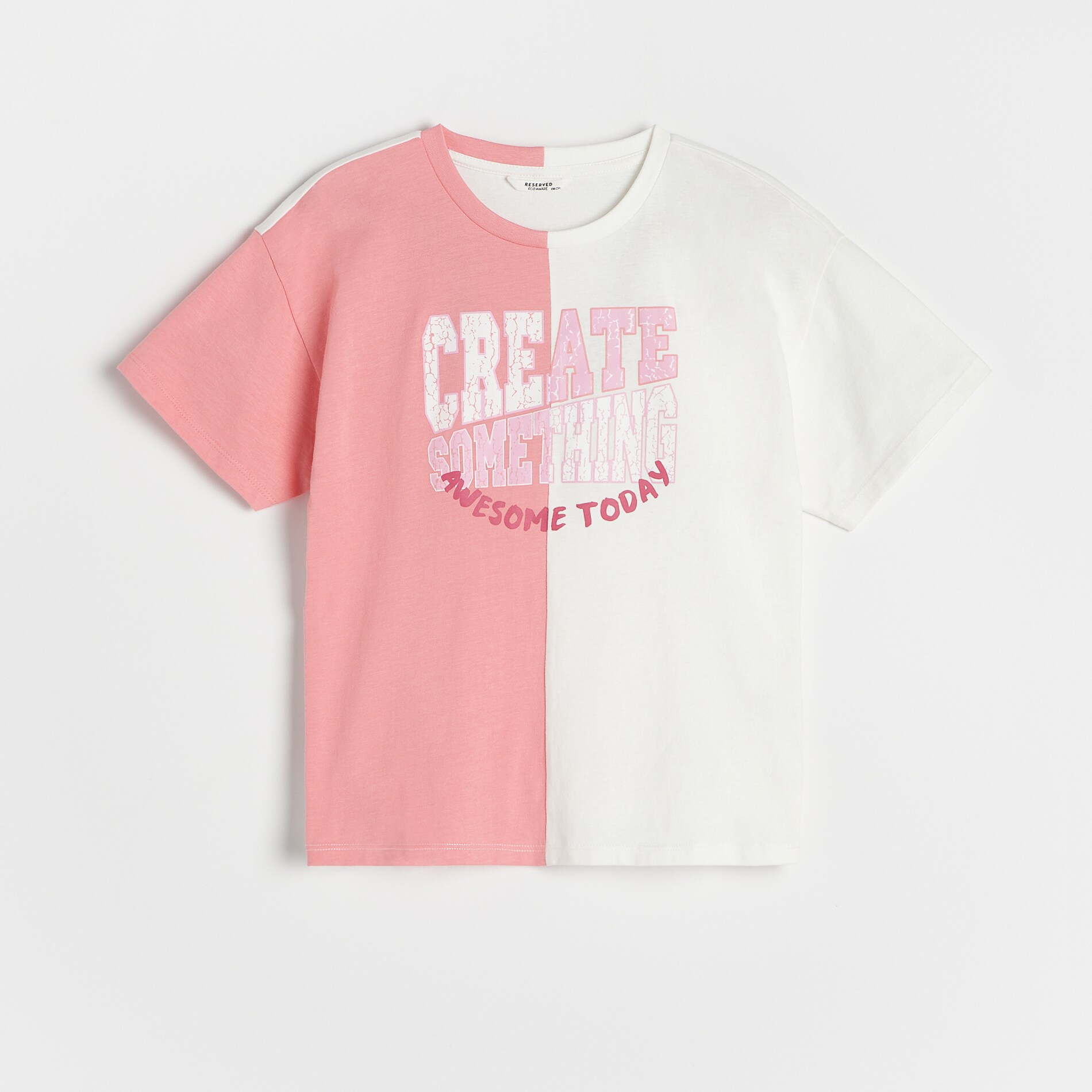 Reserved – Tricou cu imprimeu în două nuanțe – Ivory (In) imagine noua gjx.ro