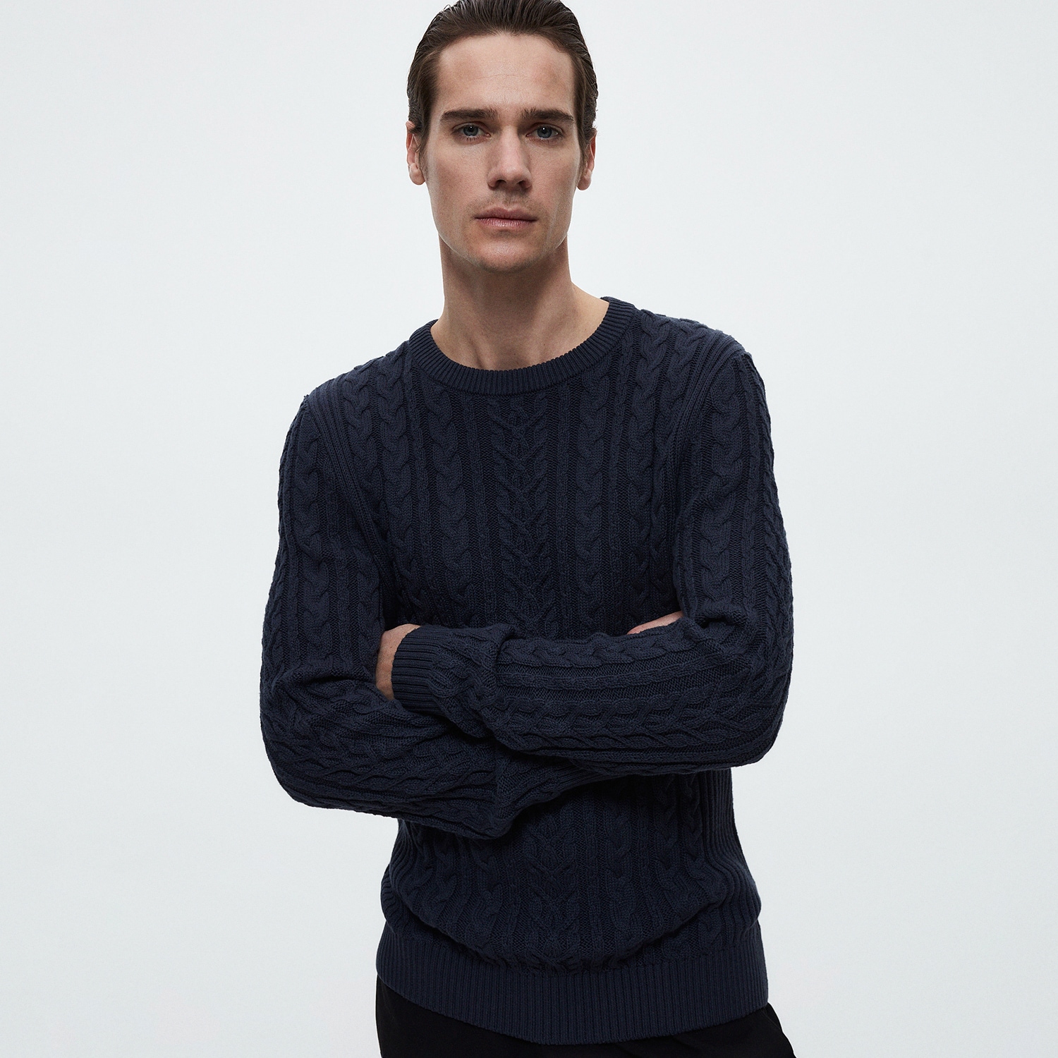 Reserved – Pulover din tricot structurat – Bleumarin bleumarin imagine noua 2022