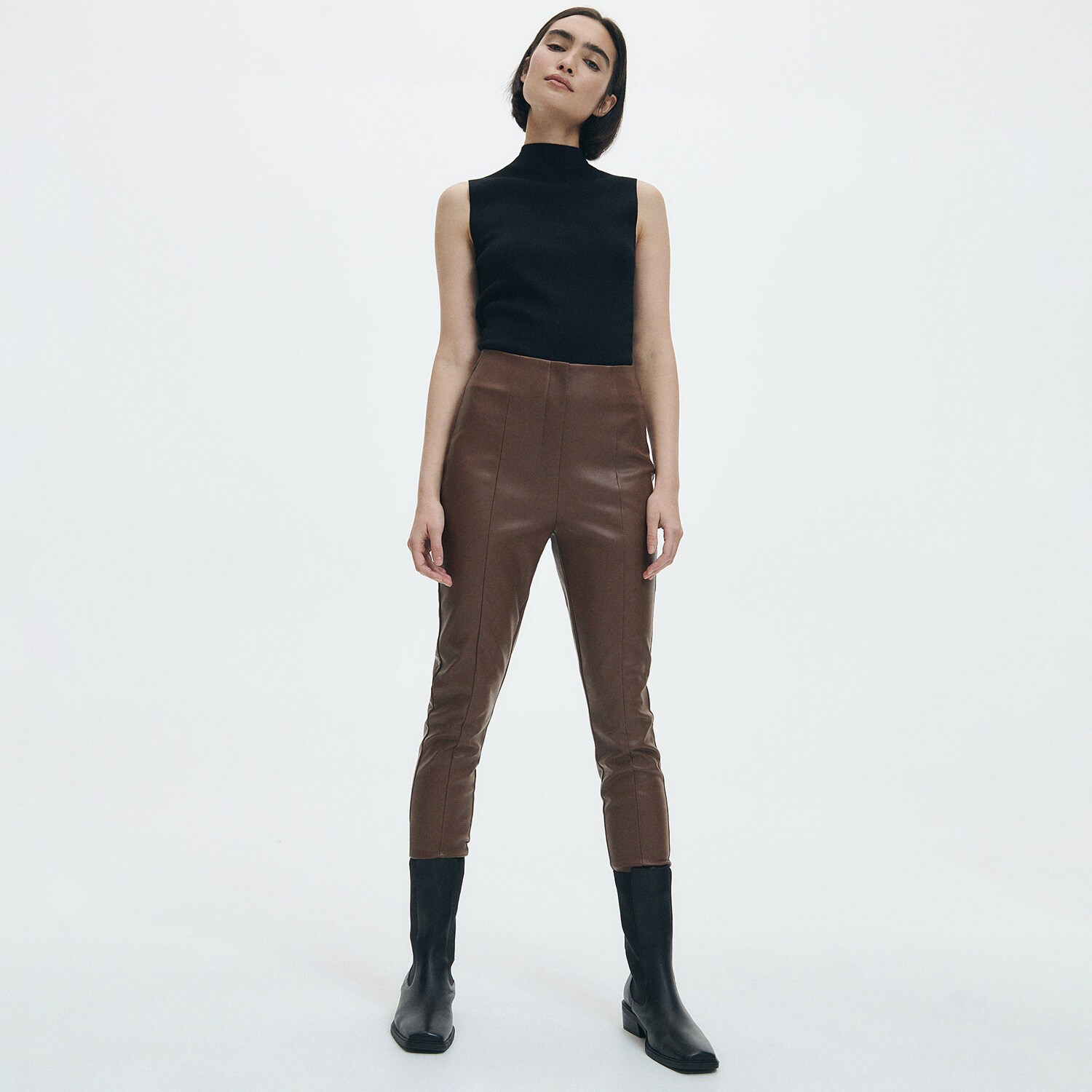Reserved – Pantaloni din piele ecologică – Maro clothes imagine noua 2022