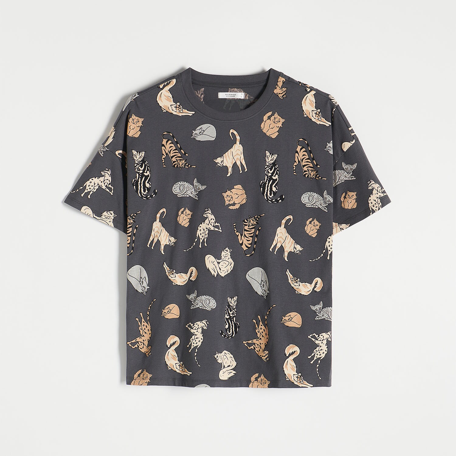 Reserved – Tricou regular fit cu imprimeu în relief – Gri clothes imagine noua 2022
