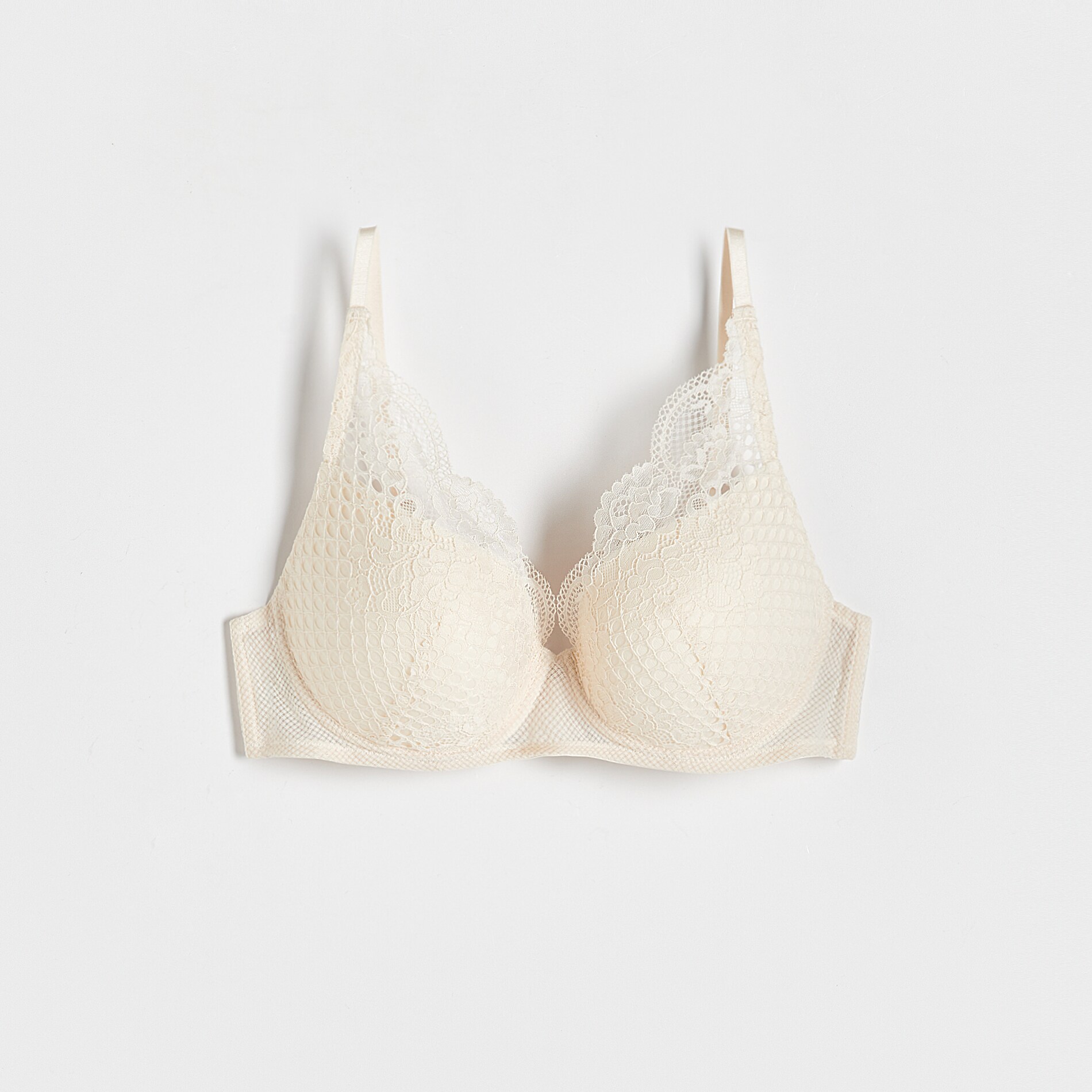 Reserved - Sutien push-up cu dantelă - Ivory