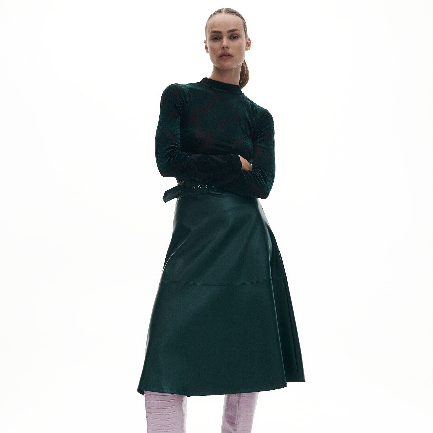 Reserved – Fustă din piele ecologică – Turcoaz clothes imagine noua 2022