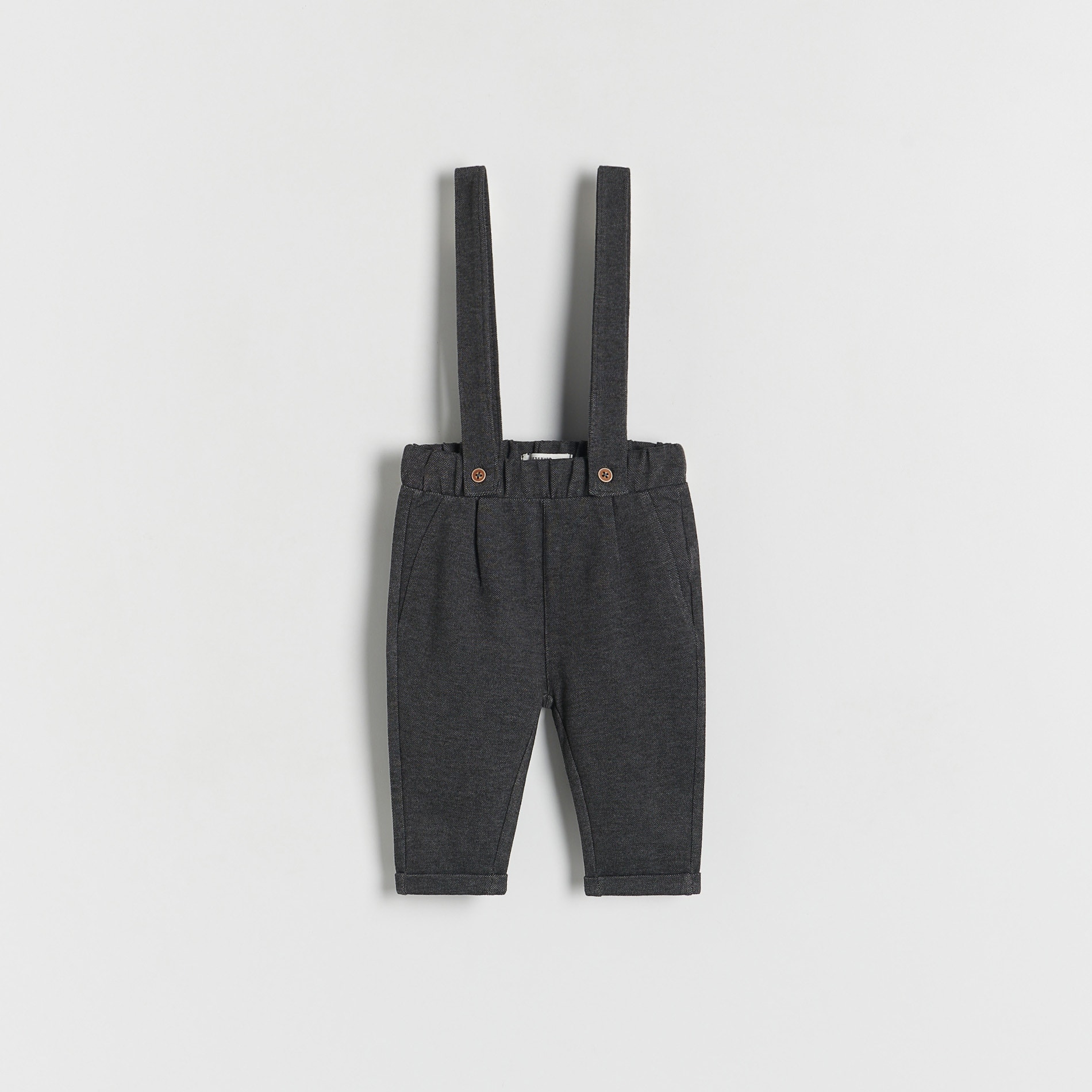 Reserved - Pantaloni din jerseu, cu bretele - Gri