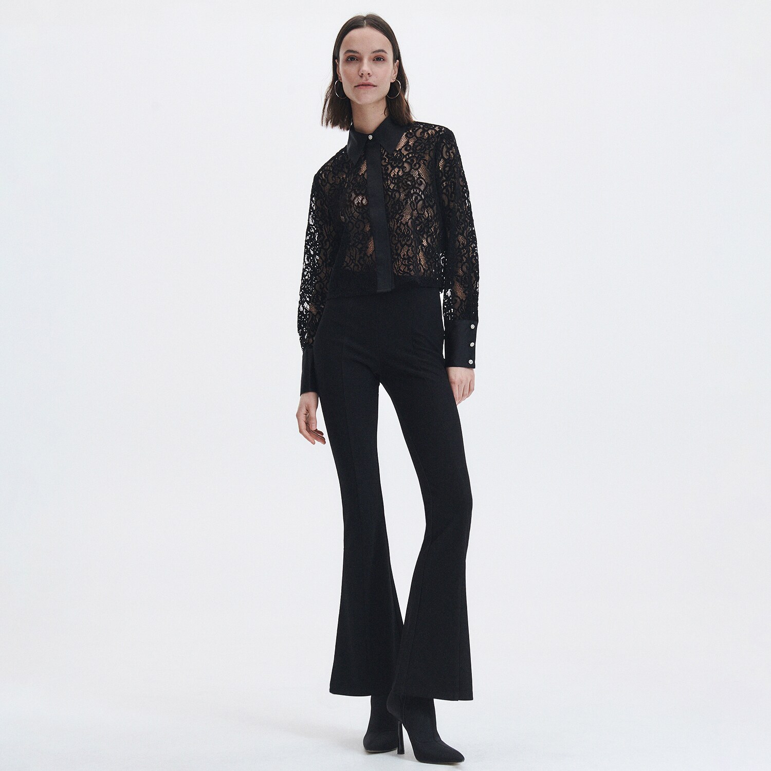 Reserved – Pantaloni evazați – Negru clothes imagine noua 2022