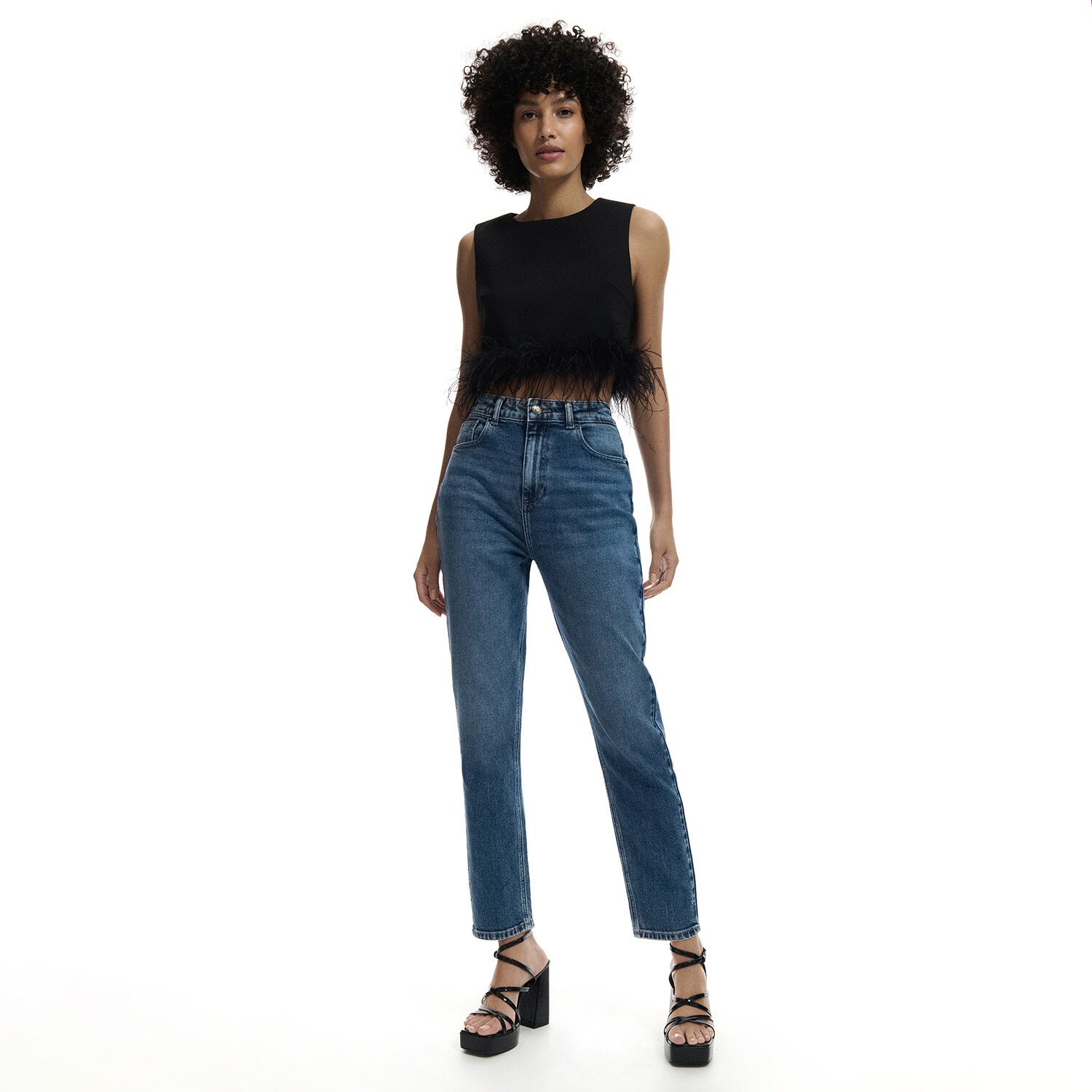 Reserved – Blugi mom fit – Albastru Albastru imagine noua 2022