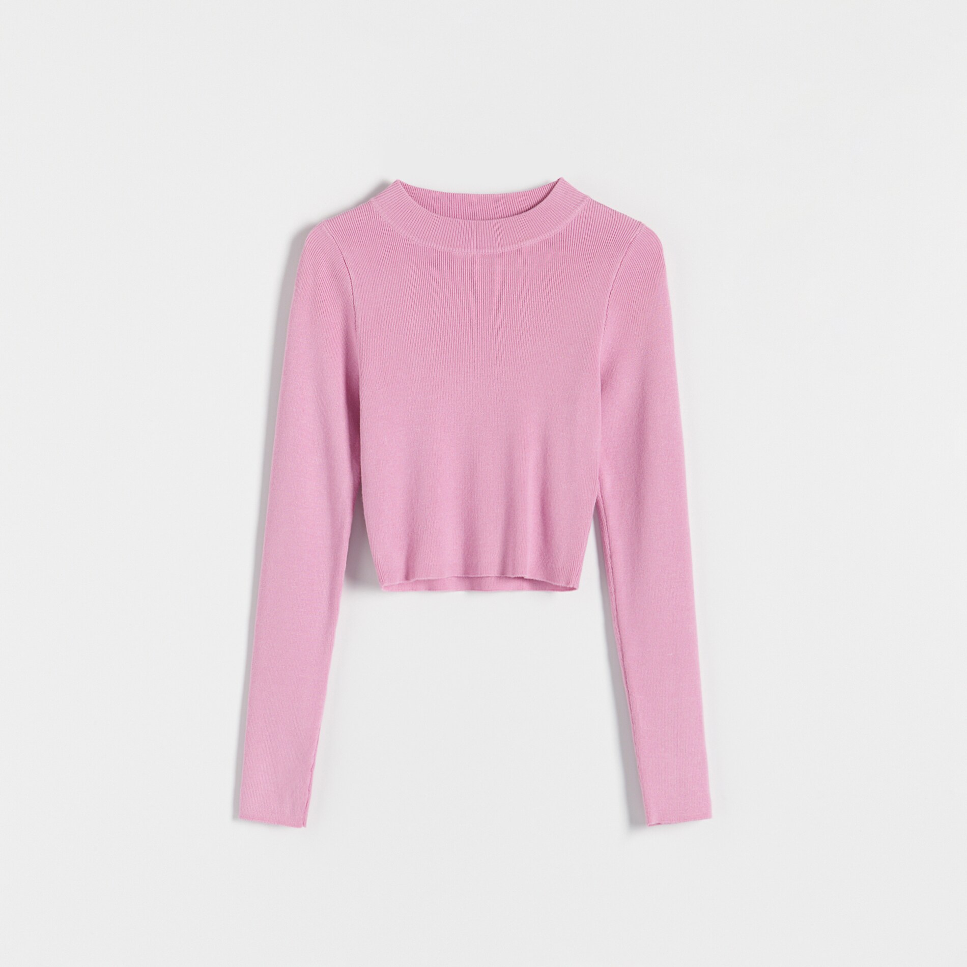 Reserved – Top scurt din jerseu de tricot striat – Roz clothes imagine noua 2022