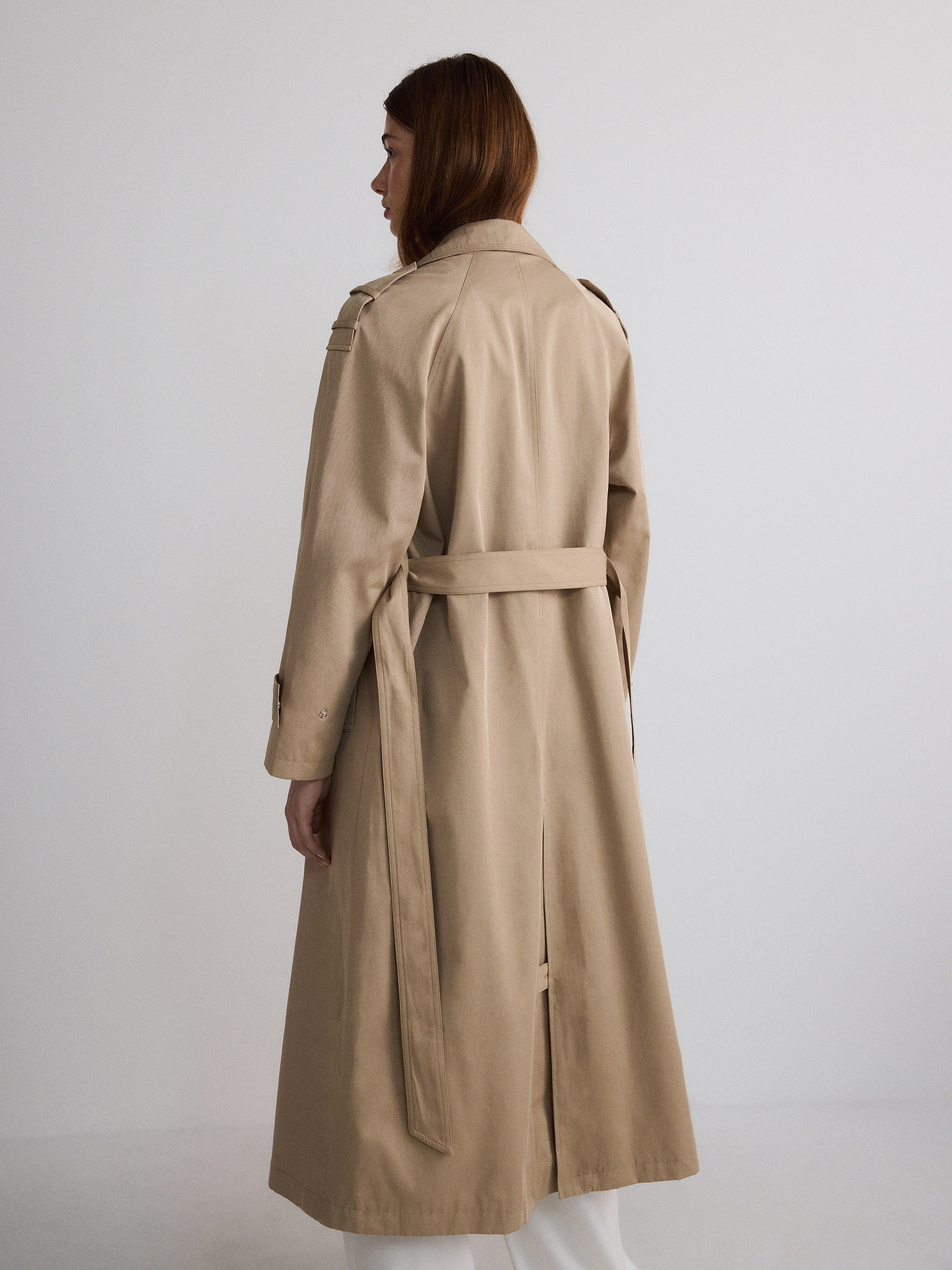 Reserved - Dvouřadý trenčkot oversized - béžová