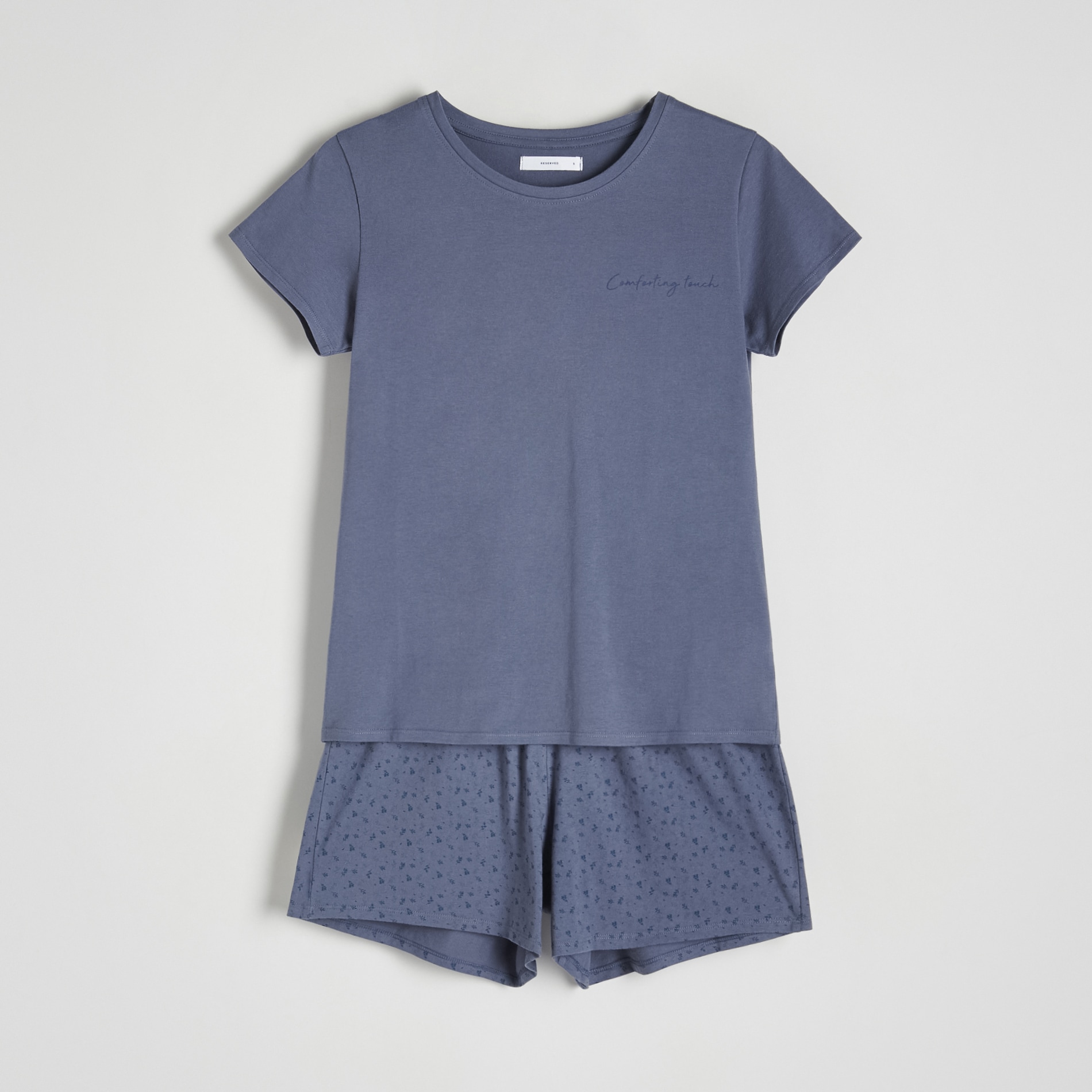 Levně Reserved - Dvoudílná bavlněná pyžamová souprava - Modrá