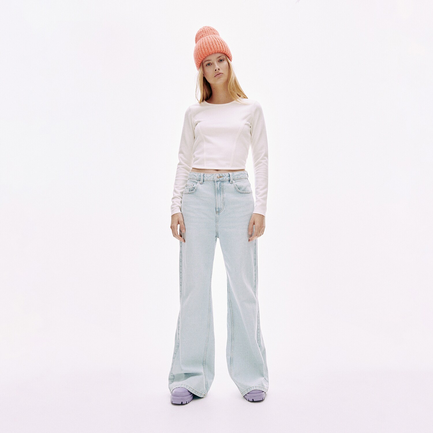 Reserved – Bluză din jerseu de tricot striat – Ivory Bluză imagine noua gjx.ro