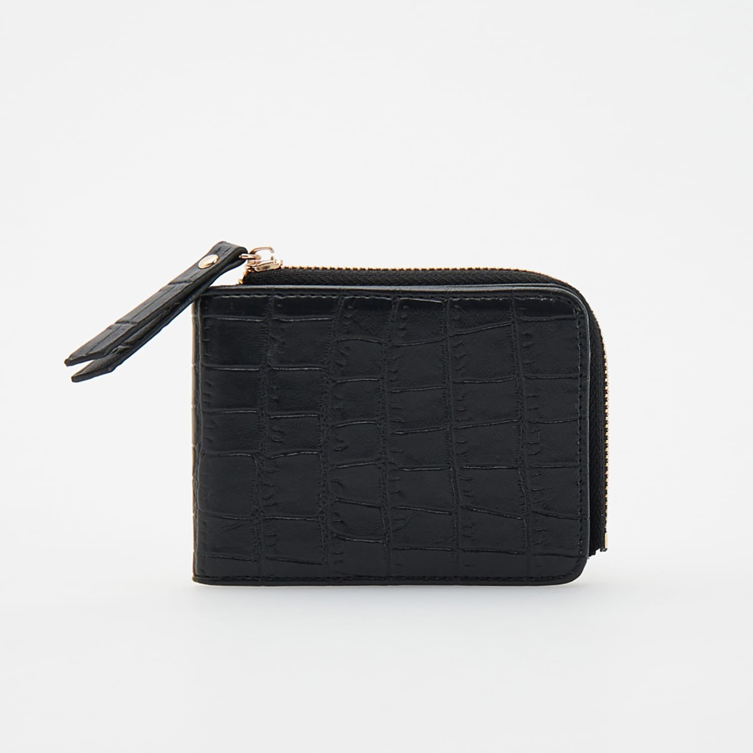 E-shop Reserved - Peňaženka na mince z umelej krokodílej kože - Čierna