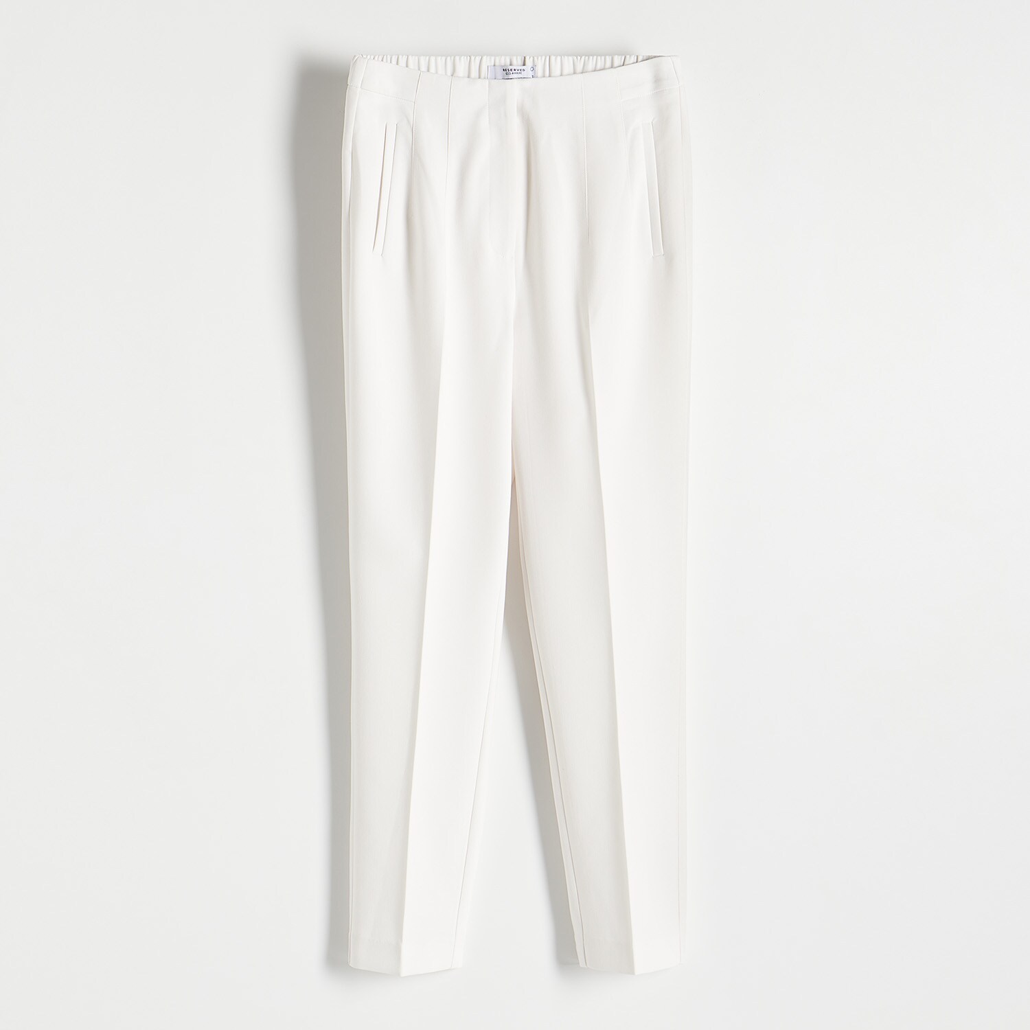 Reserved – Pantaloni eleganți, la dungă – Ivory clothes imagine noua 2022