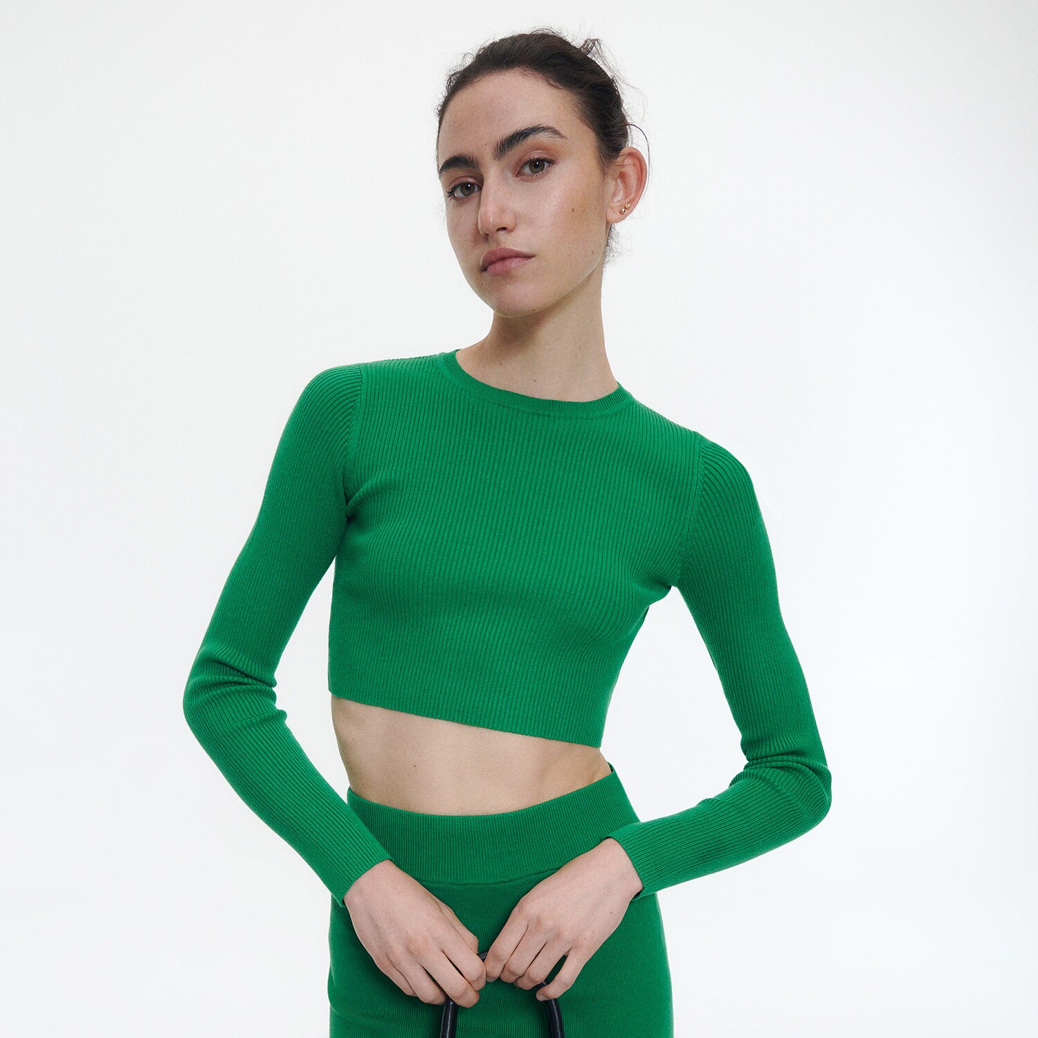 Reserved – Crop top bogat în viscoză – Gri bogat imagine noua 2022