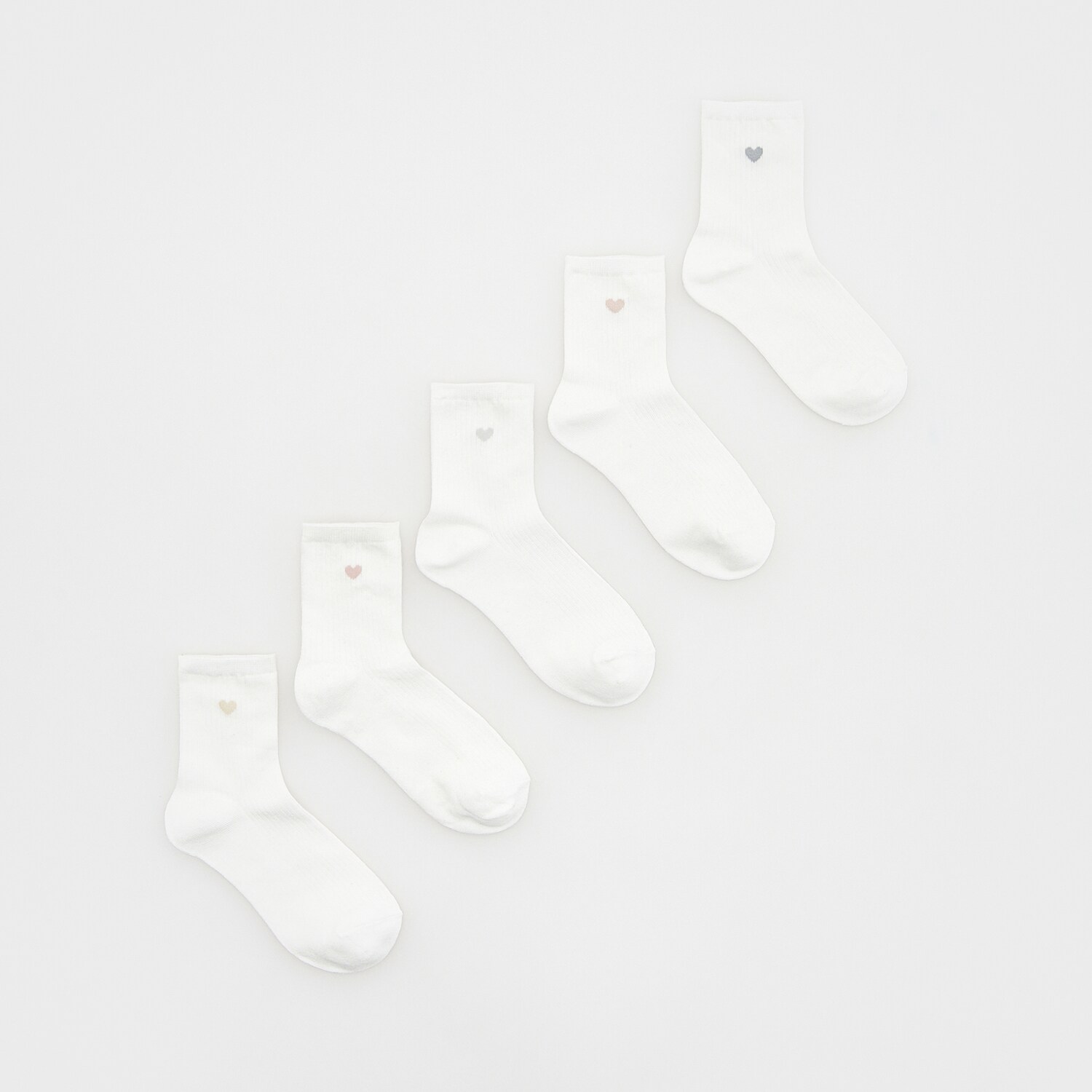 Levně Reserved - Sada 5 párů ponožek s vysokým podílem bavlny - Krémová
