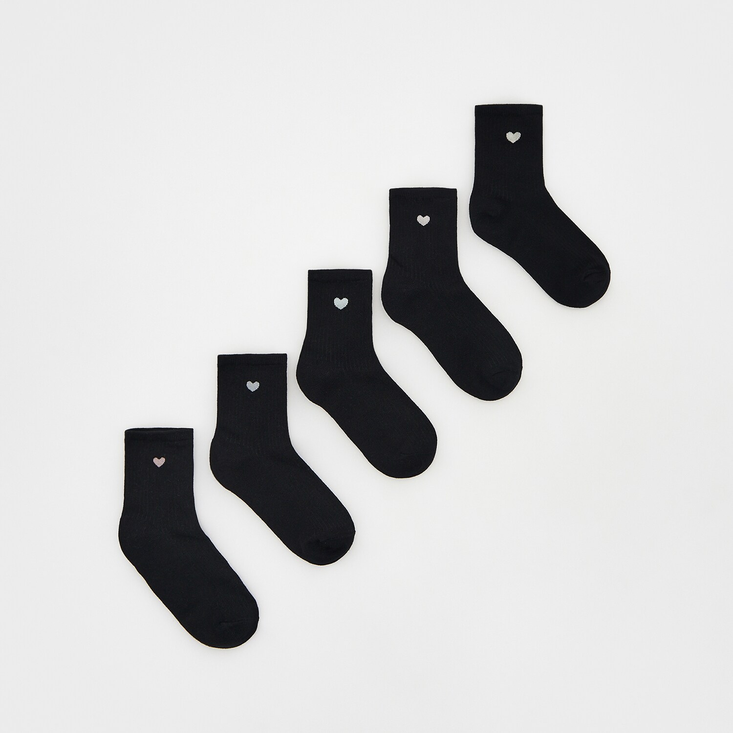 Reserved - Set de 5 perechi de șosete cu conținut ridicat de bumbac - Negru