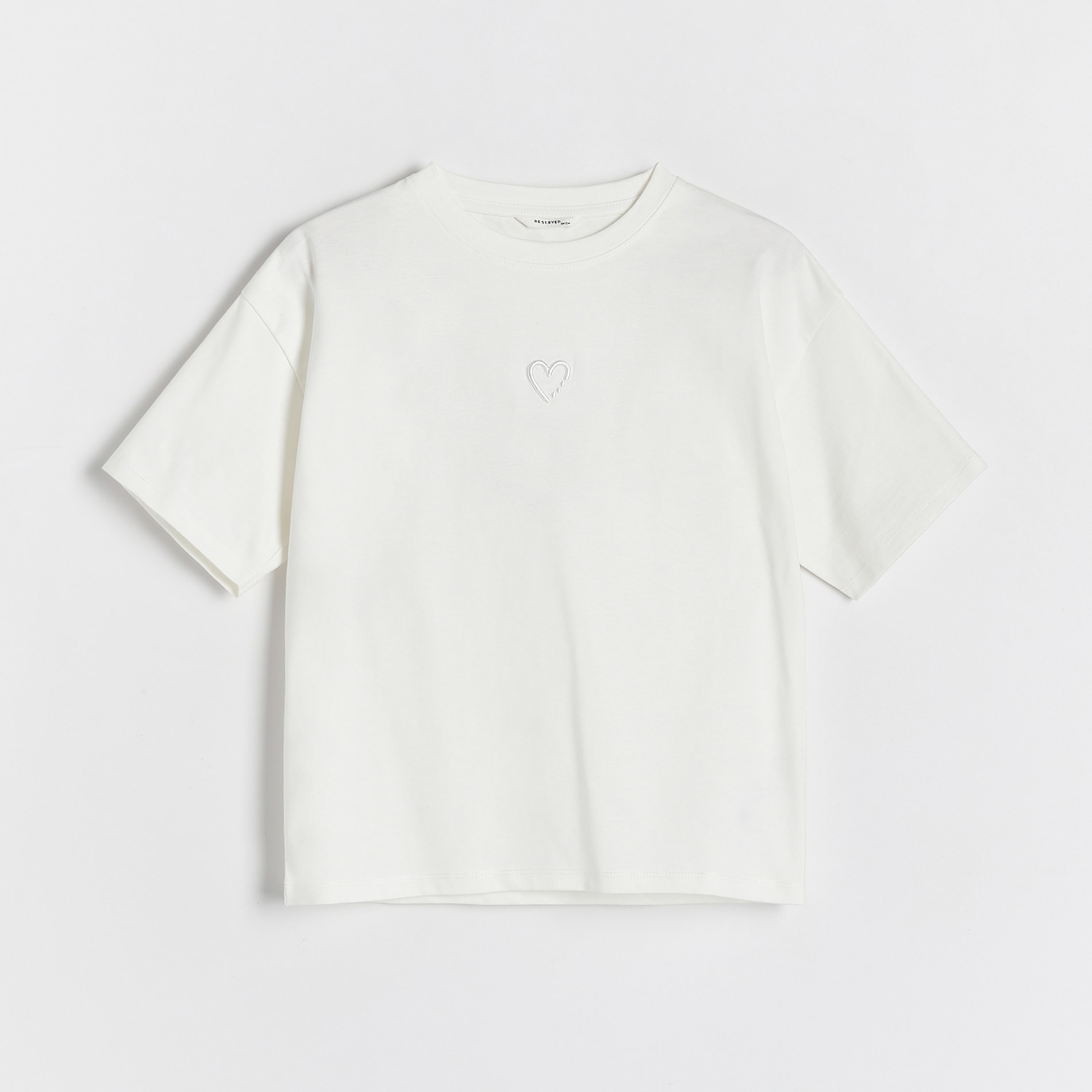 Levně Reserved - Bavlněné tričko - Krémová