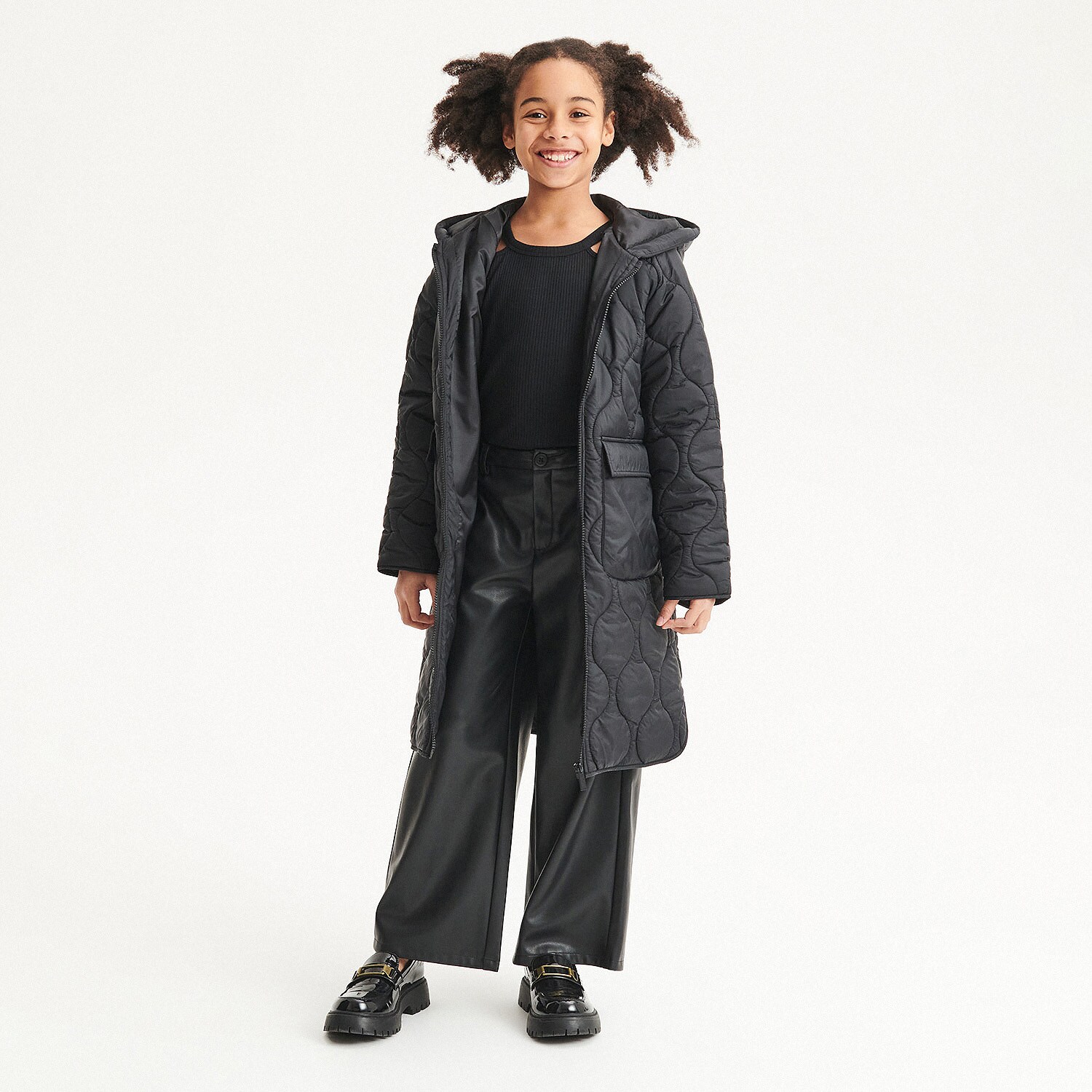 Reserved – Hosszú steppelt kabát – Negru Girl imagine noua 2022