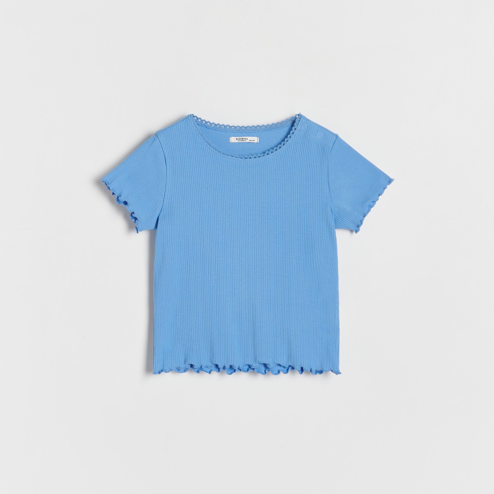 Reserved – Tricou din tricot striat, cu conținut ridicat de bumbac – Albastru Albastru imagine noua gjx.ro