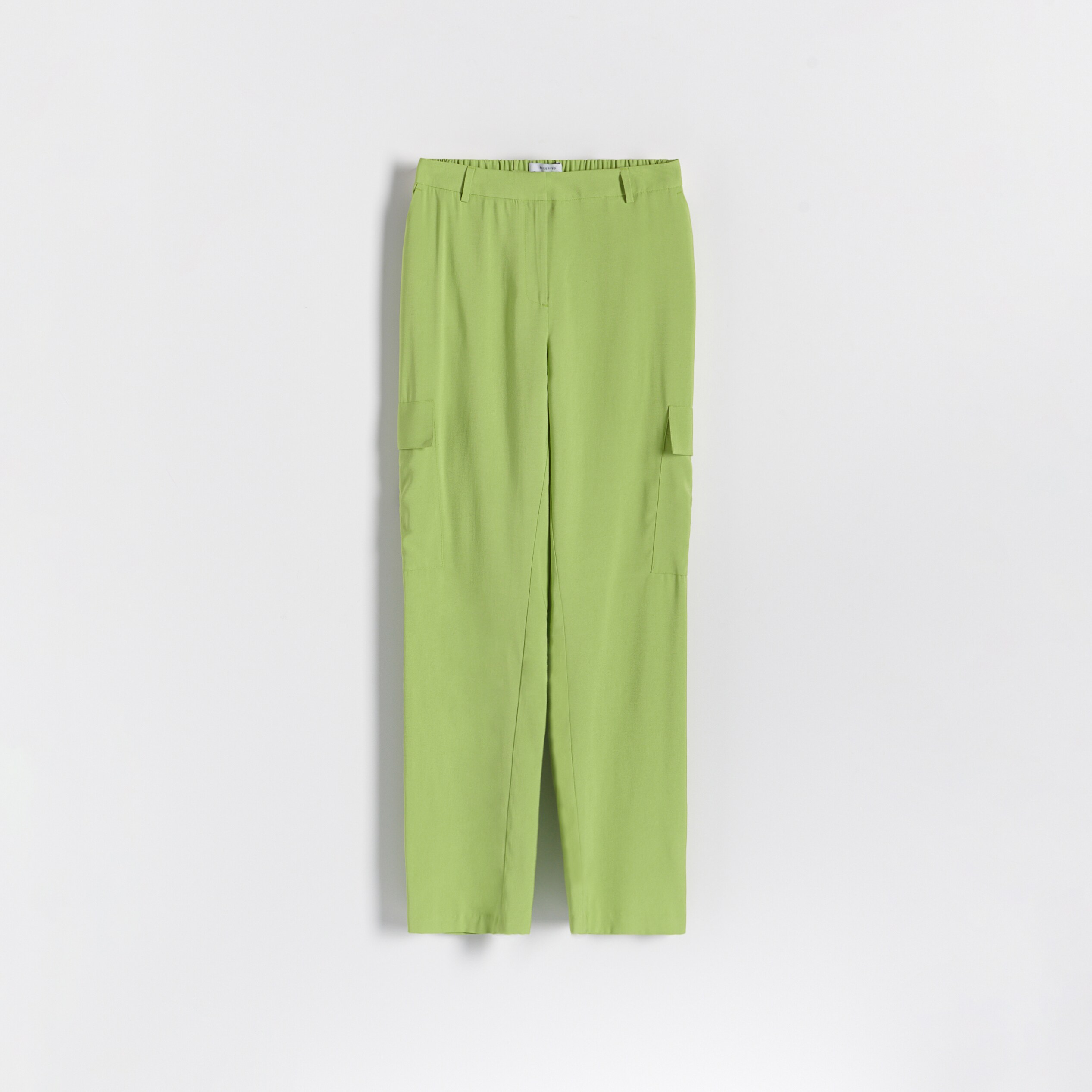 Reserved – Pantaloni cu curea jacard – Verde imagine noua 2022
