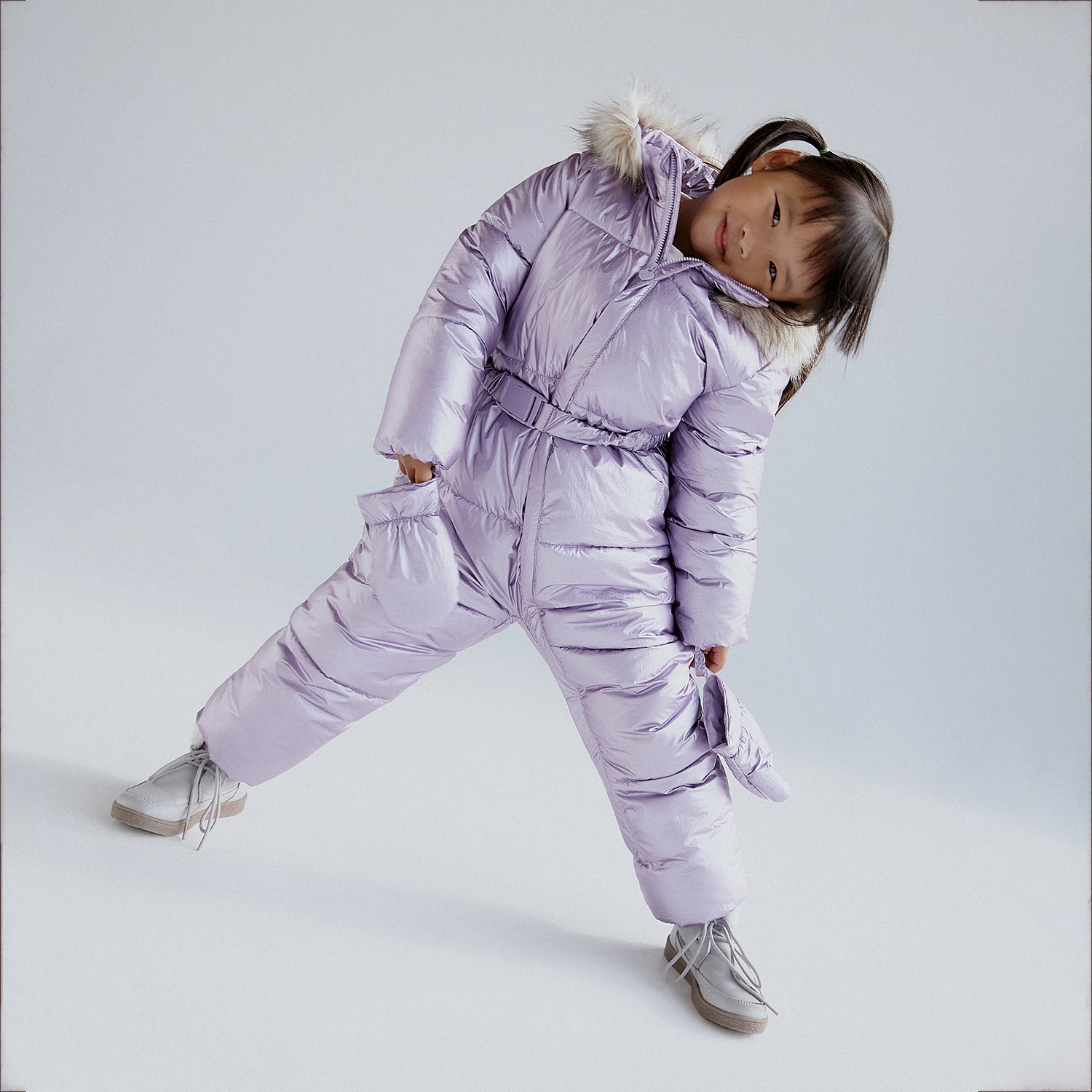 Reserved – Salopetă de iarnă matlasată și căptușită – Violet baby imagine noua 2022