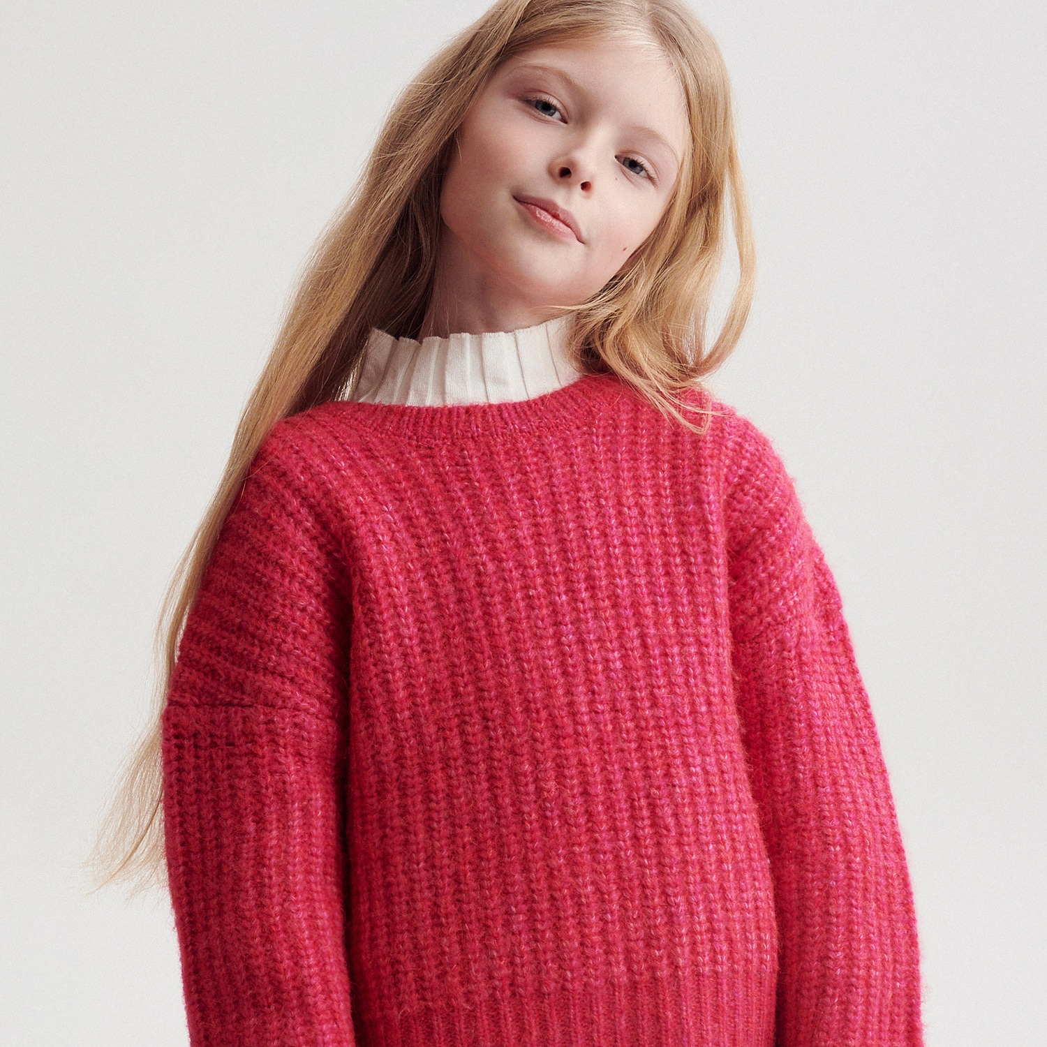 Reserved – Pulover din tricot gros – Roz din imagine noua 2022