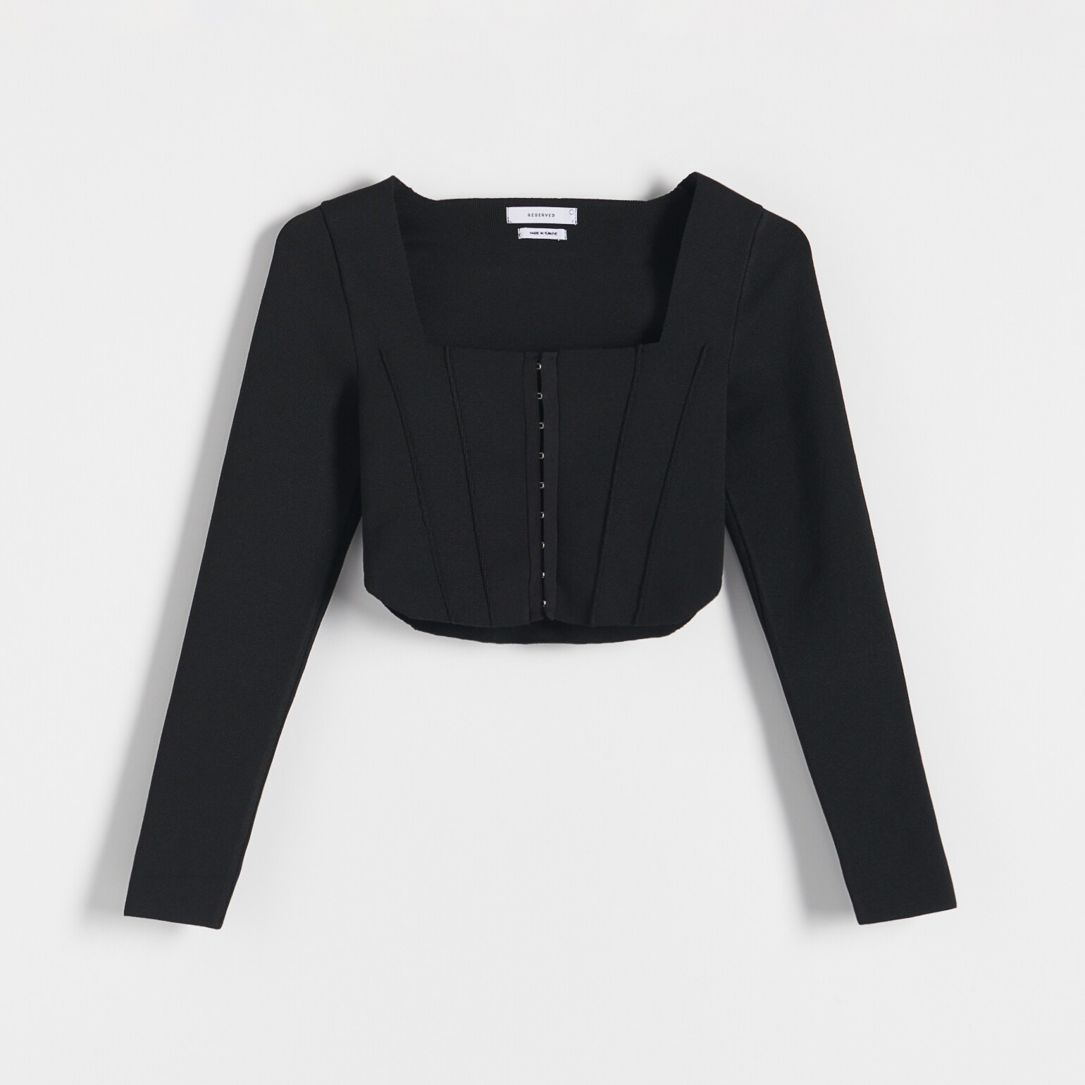 Reserved – Top scurt, cu mânecă lungă – Negru clothes imagine noua gjx.ro