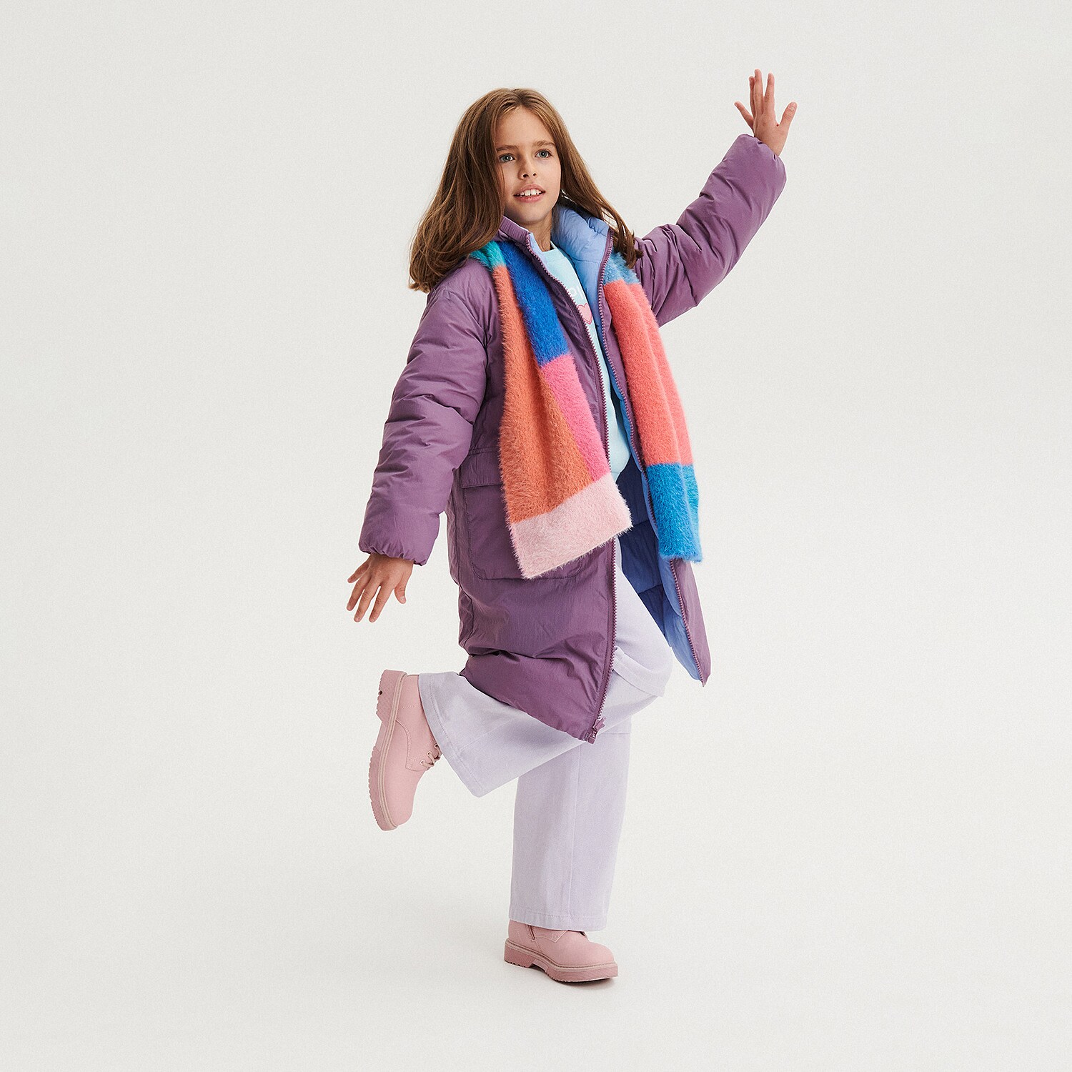 Reserved – Jachetă reversibilă, cu glugă – Violet Girl imagine noua 2022