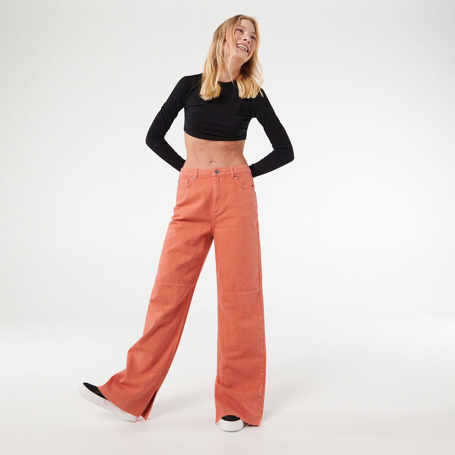 Reserved – Pantaloni cu crac larg – Oranj clothes imagine noua gjx.ro