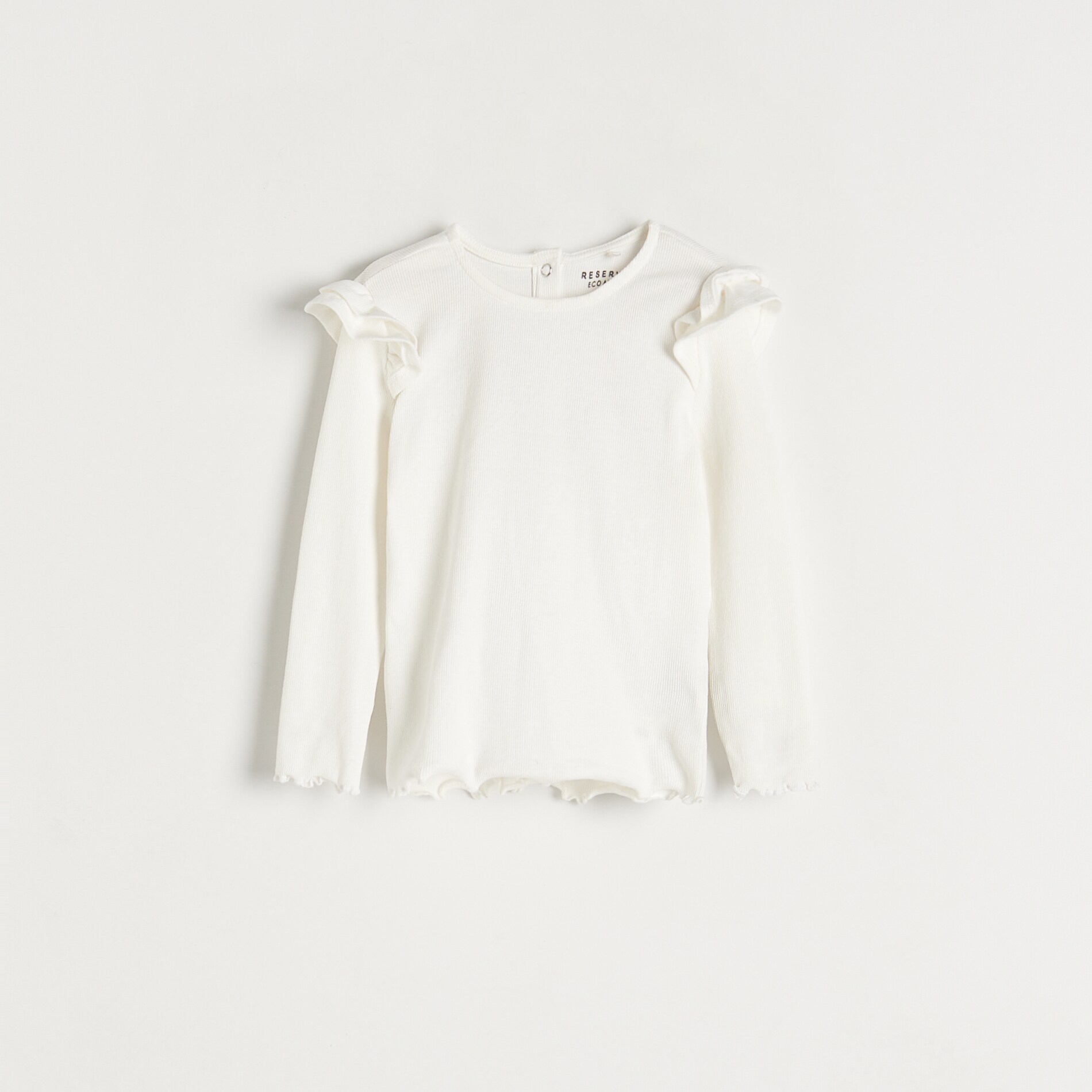 Reserved – Tricou cu mânecă lungă și volănașe – Ivory baby imagine noua 2022