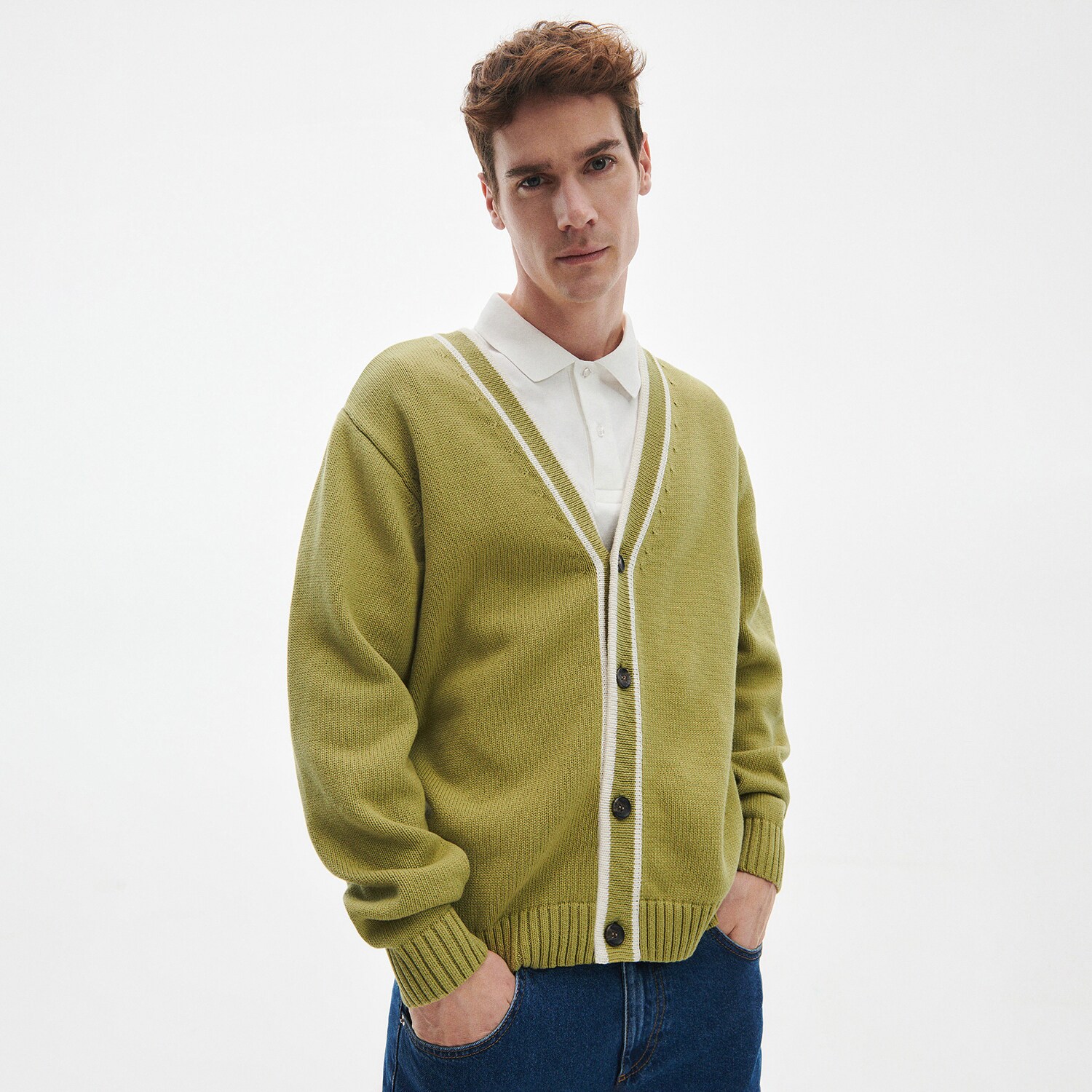 Reserved – Cardigan din bumbac – Verde bumbac imagine noua 2022