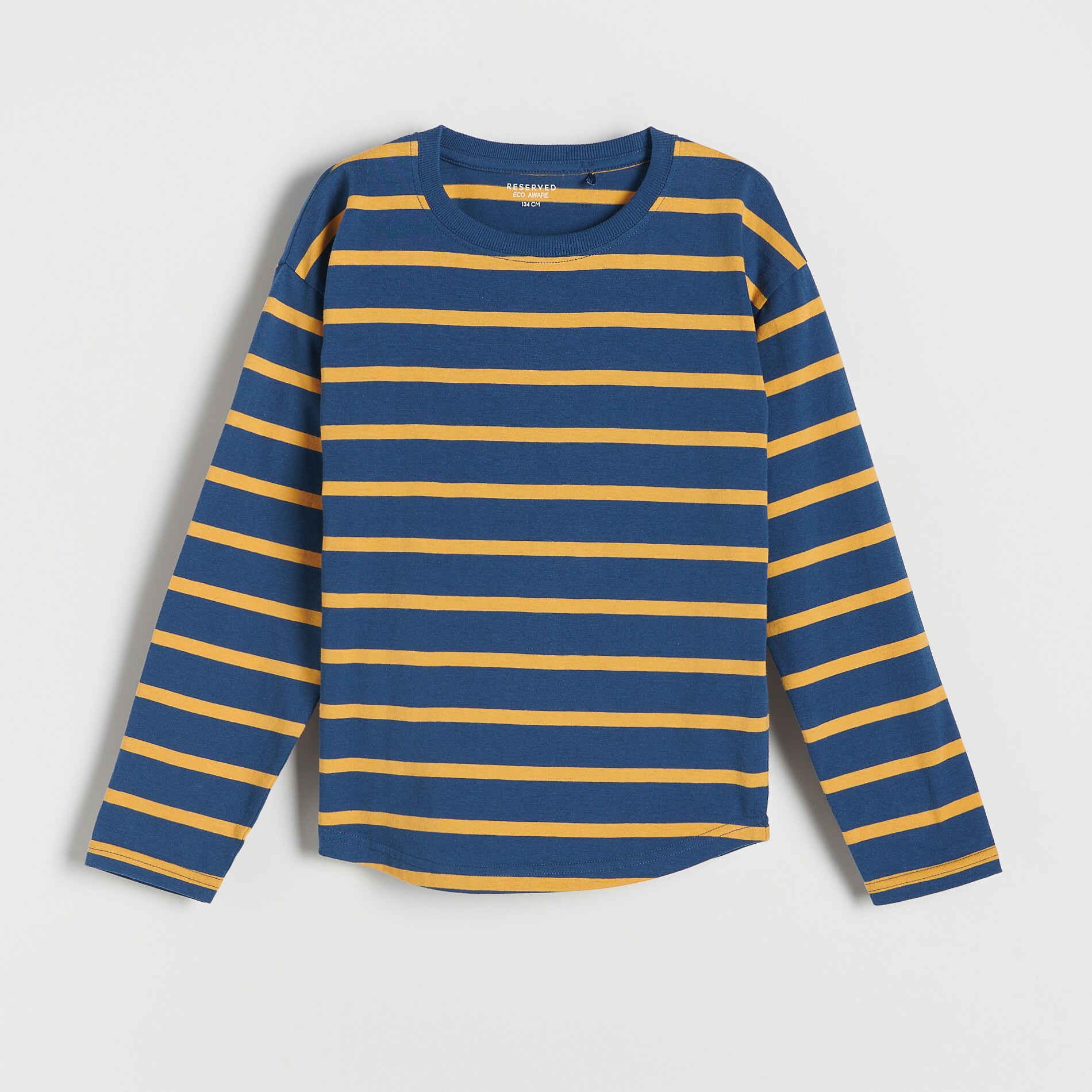 Reserved – Tricou în dungi, cu mânecă lungă – Bleumarin bleumarin imagine noua 2022