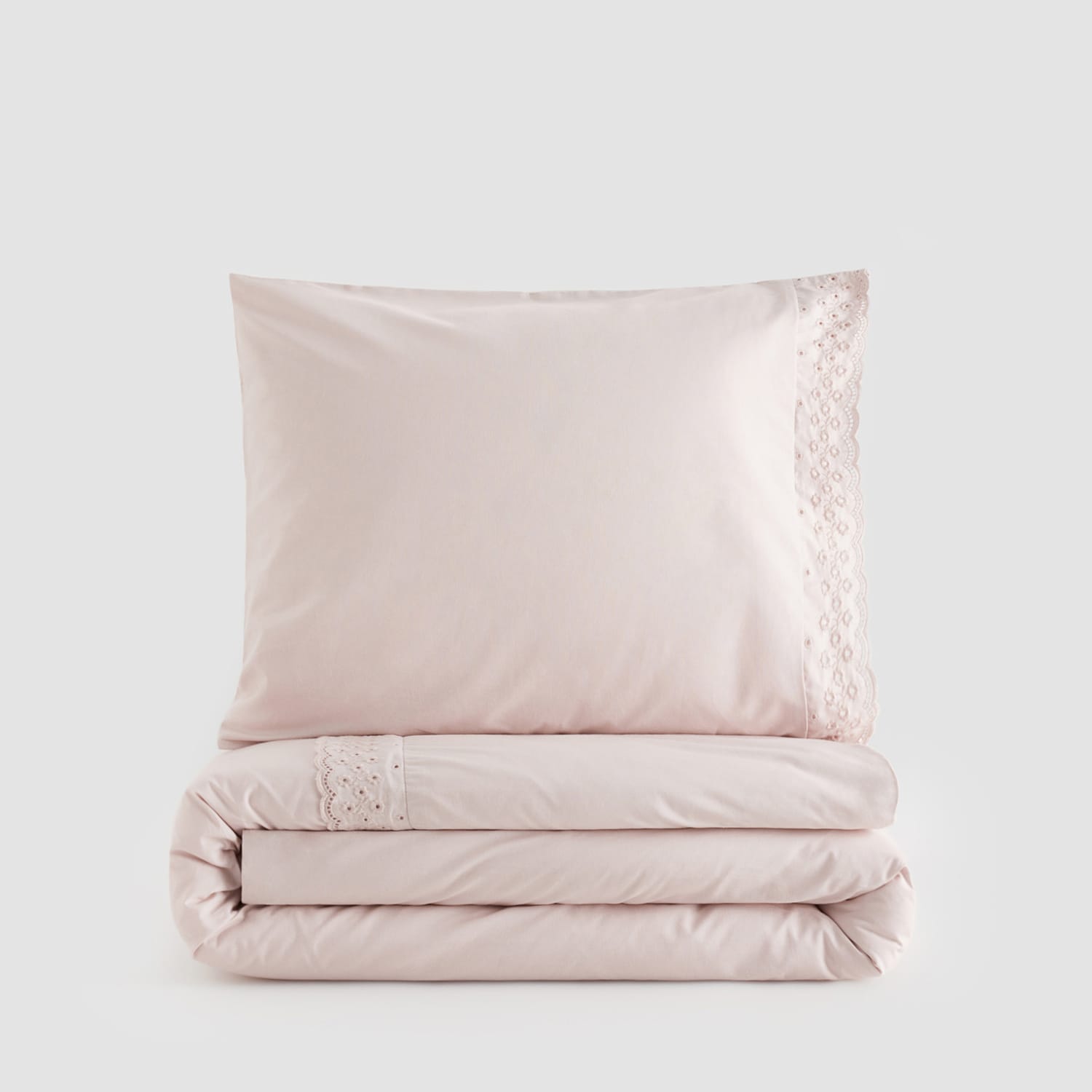 E-shop Reserved - Bavlnená posteľná súprava s anglickou výšivkou - Ružová