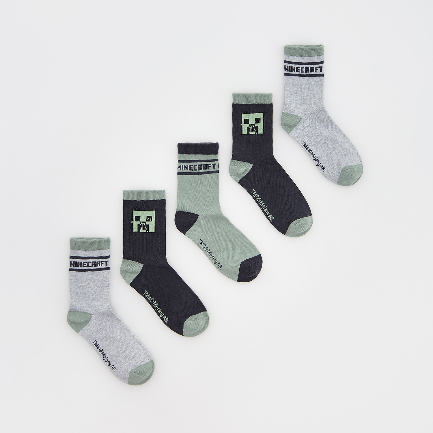 Levně Reserved - Ponožky Minecraft 3 pack - Zelená