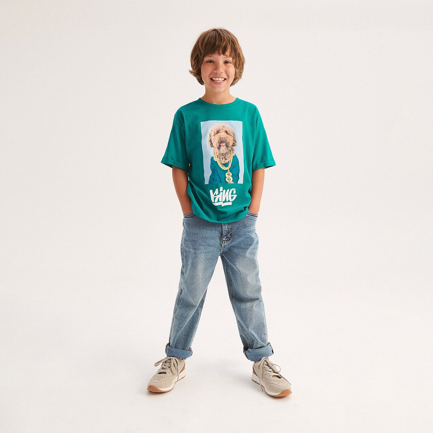 Reserved – Tricou din bumbac cu imprimeu – Turcoaz Boy imagine noua 2022