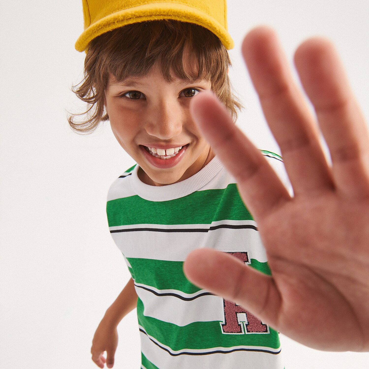 Reserved – Tricou din bumbac în dungi – Verde Boy imagine noua 2022