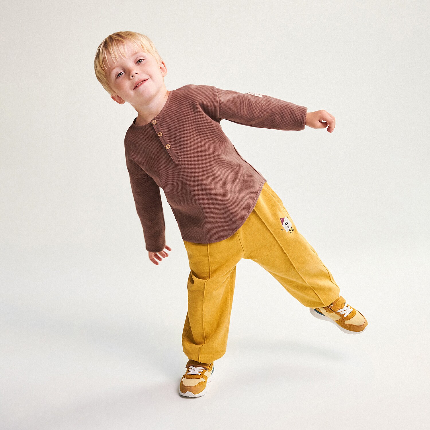 Reserved – Pantaloni din bumbac cu cusătură decorativă – Bej baby imagine noua 2022