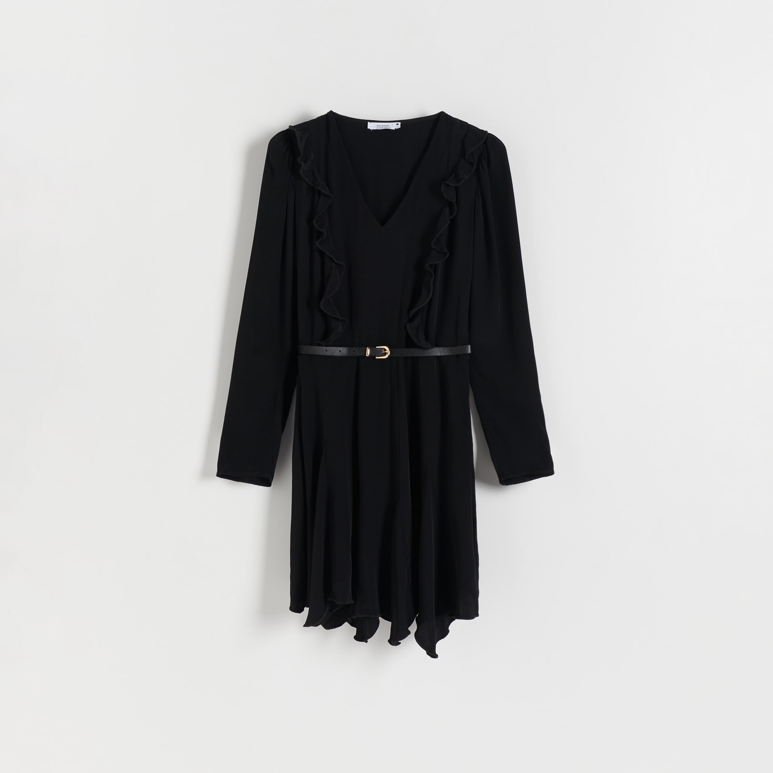 Levně Reserved - Viskózové šaty s páskem - Černý