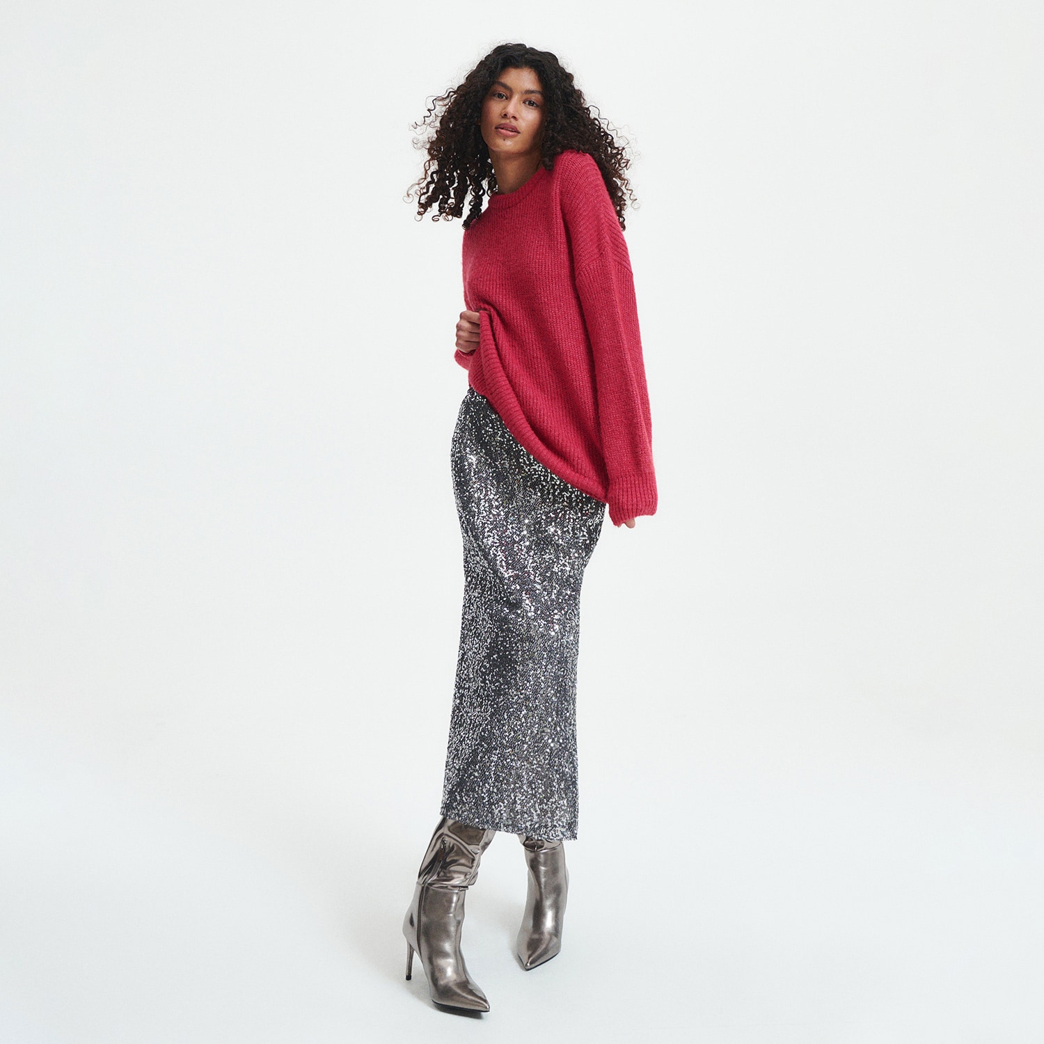 Reserved – Pulover oversized din tricot striat – Roz clothes imagine noua gjx.ro