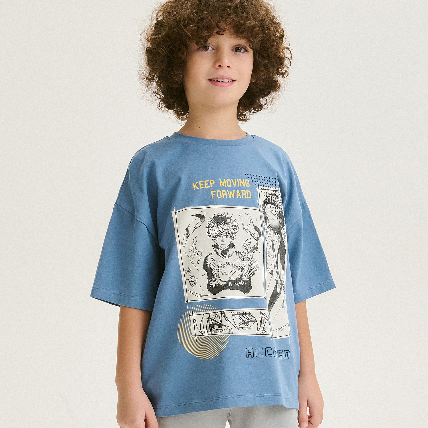 Levně Reserved - Bavlněné tričko s potiskem - Modrá