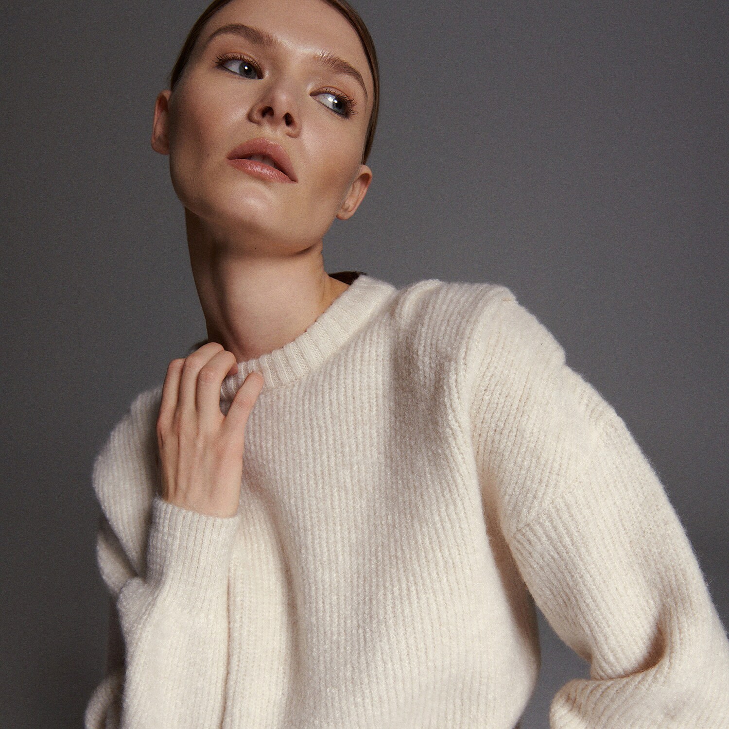Reserved – Pulover din tricot striat – Ivory clothes imagine noua 2022