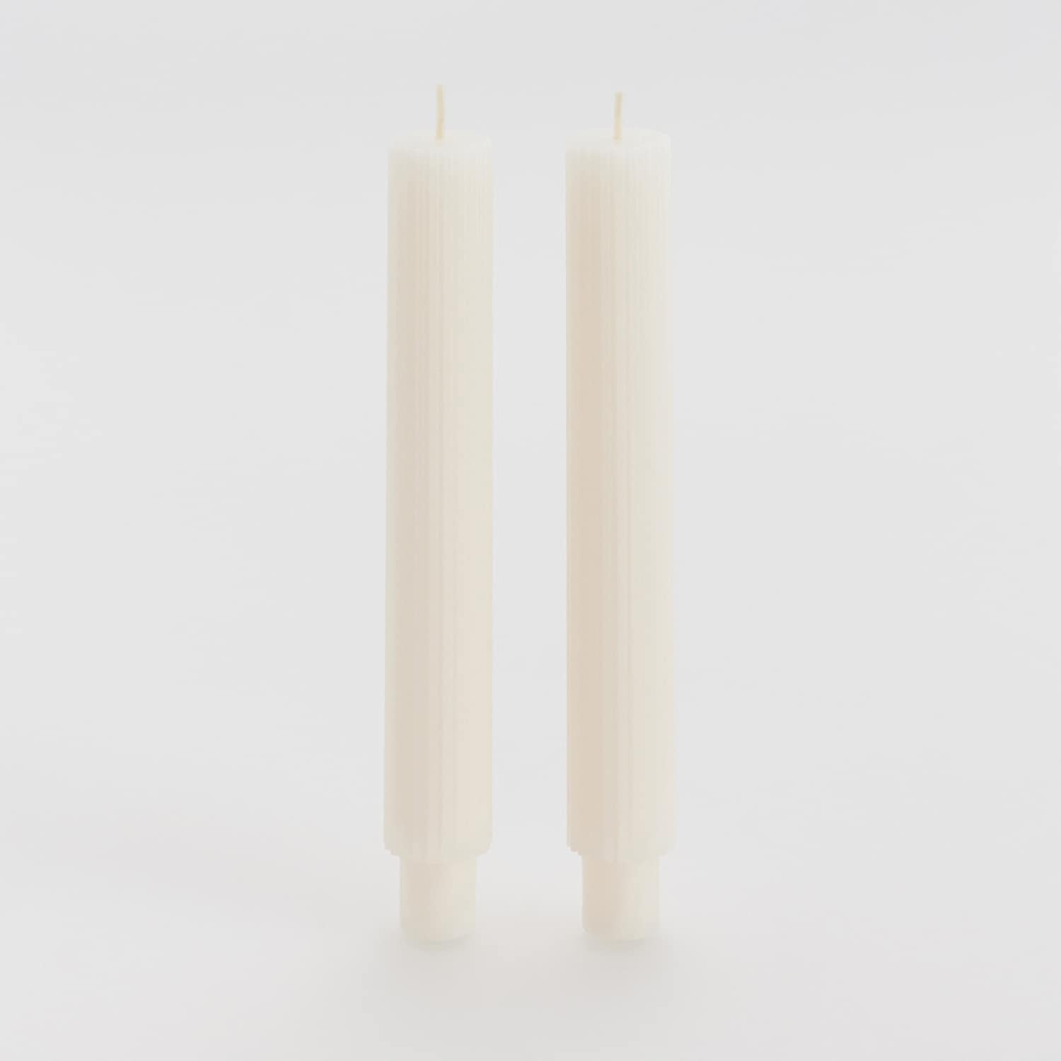 Reserved - Set de 2 lumânări canelate - Alb