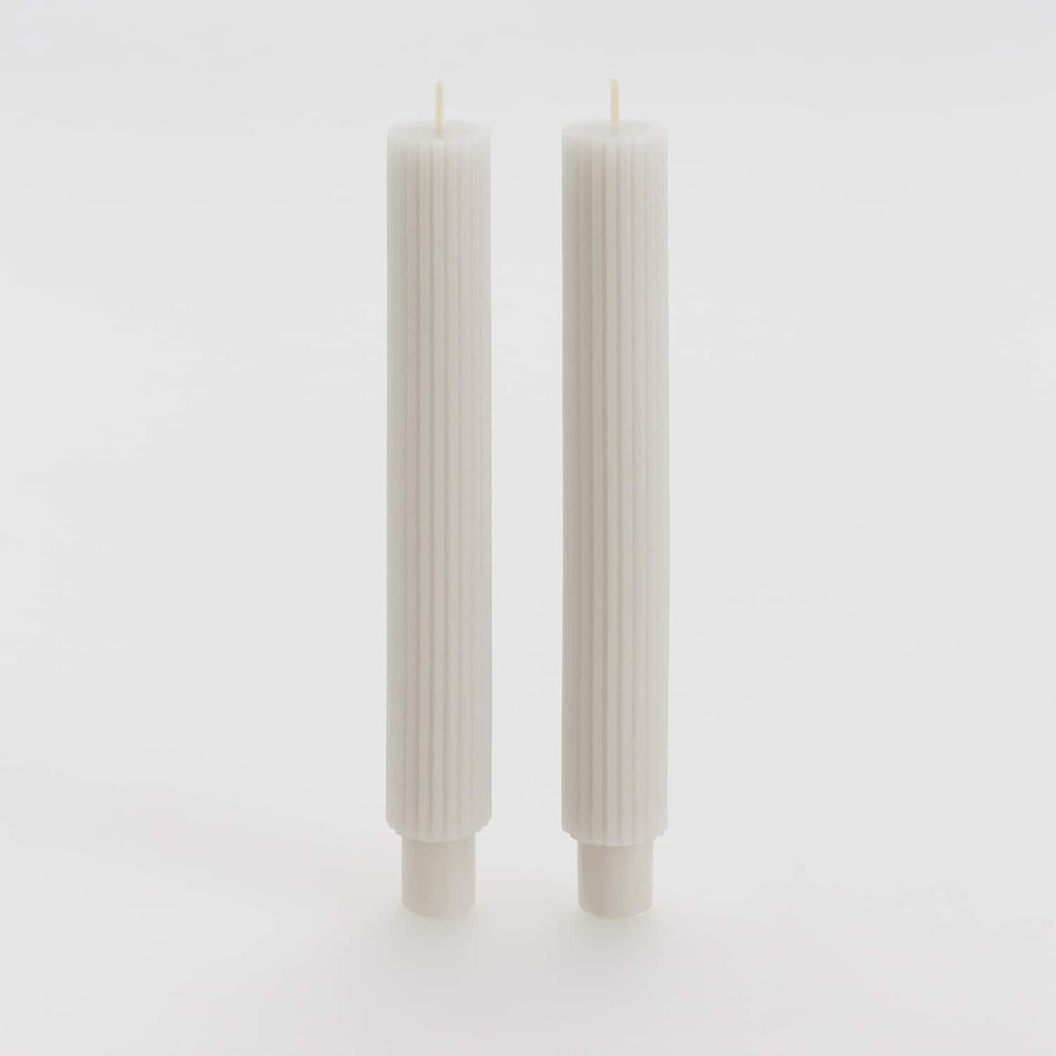 Reserved - Set de 2 lumânări canelate - Ivory