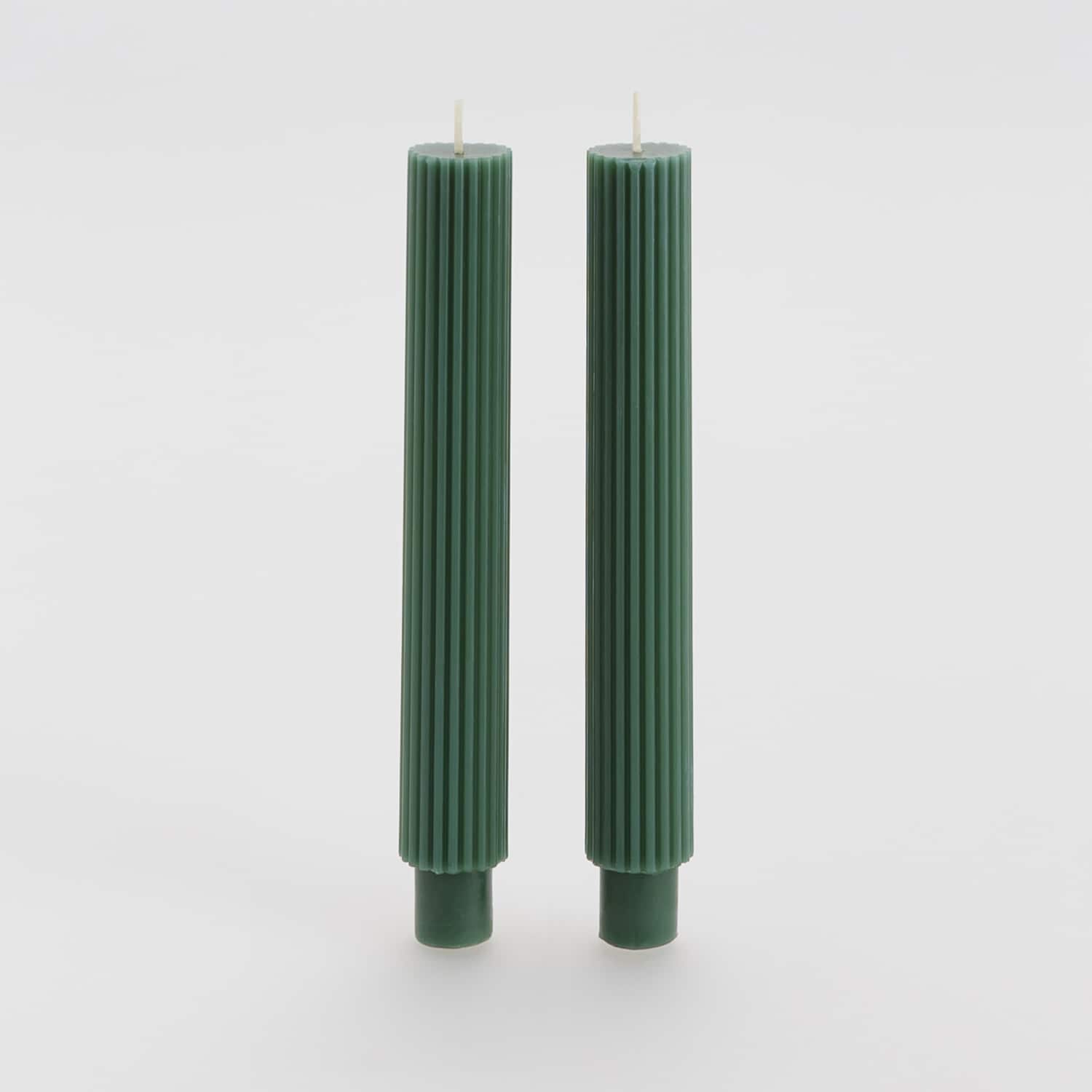 Reserved - Set de 2 lumânări canelate - Verde
