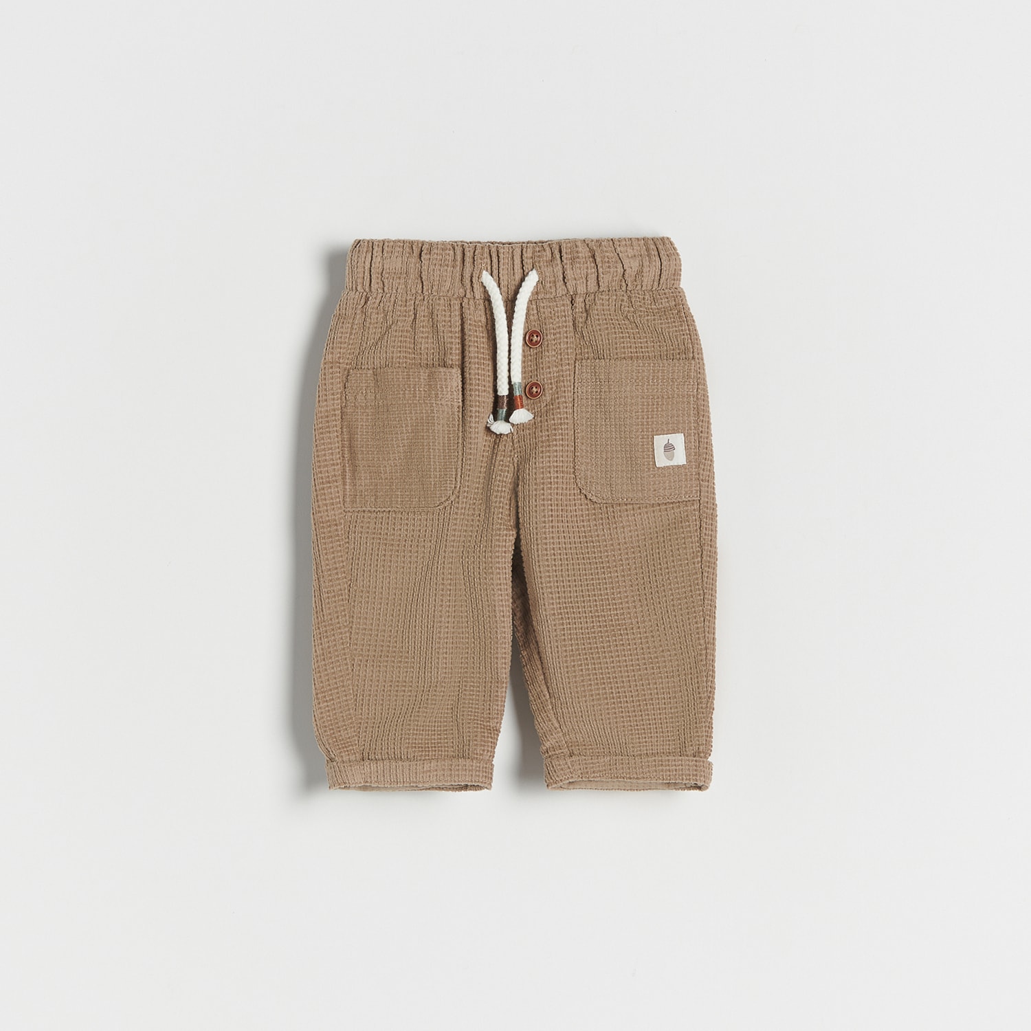 Reserved – Pantaloni din catifea reiată, cu buzunare – Bej Bej imagine noua gjx.ro