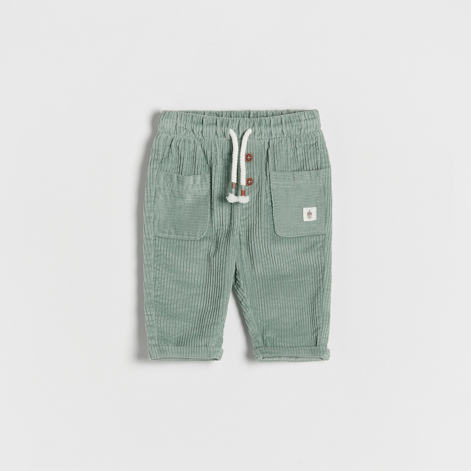 Reserved – Pantaloni din catifea reiată, cu buzunare – Verde bottoms imagine noua gjx.ro