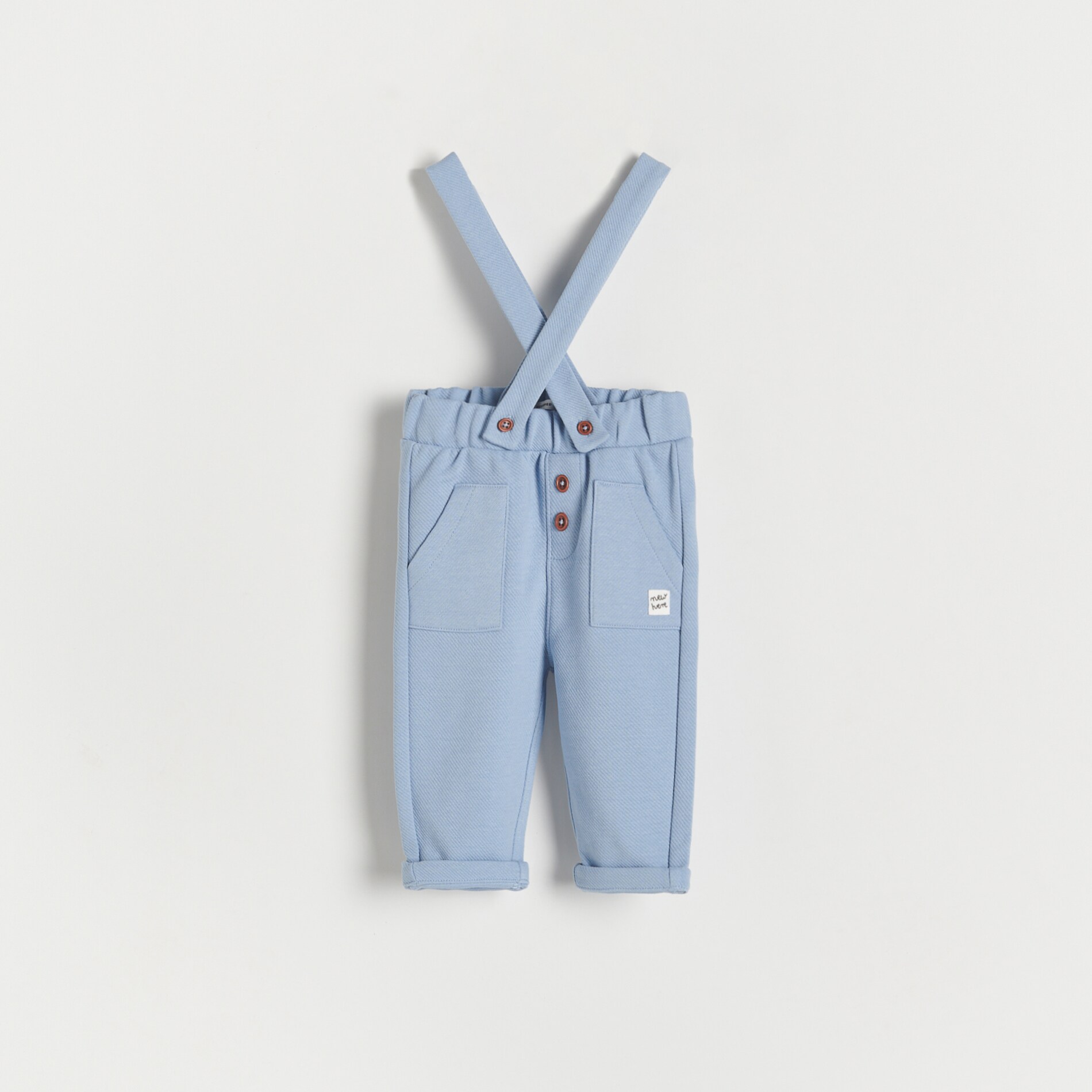 Reserved – Pantaloni structurați cu bretele – Albastru Albastru imagine noua gjx.ro