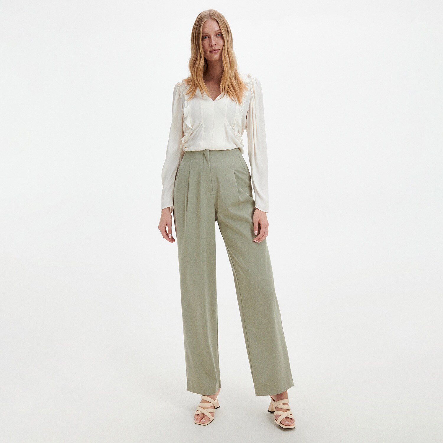 Reserved – Pantaloni cu fibre Lyocell – Verde clothes imagine noua 2022