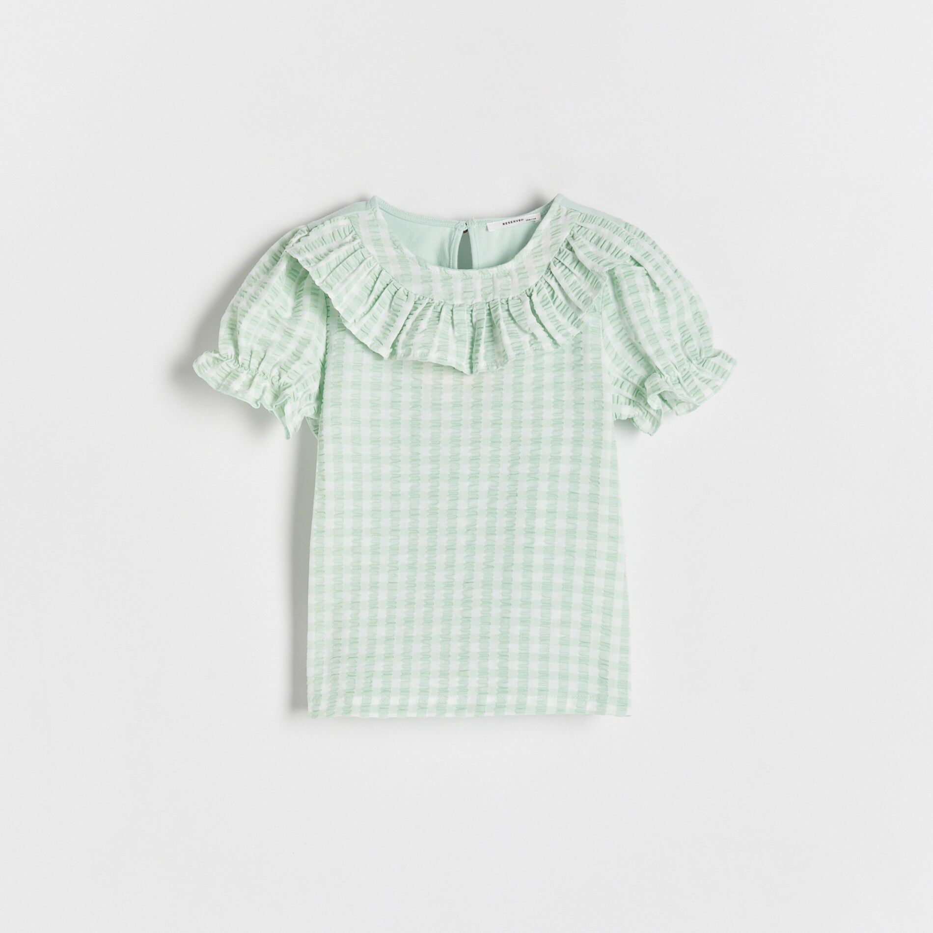 Reserved – Bluză cu mâneci bufante – Verde Baby imagine noua gjx.ro