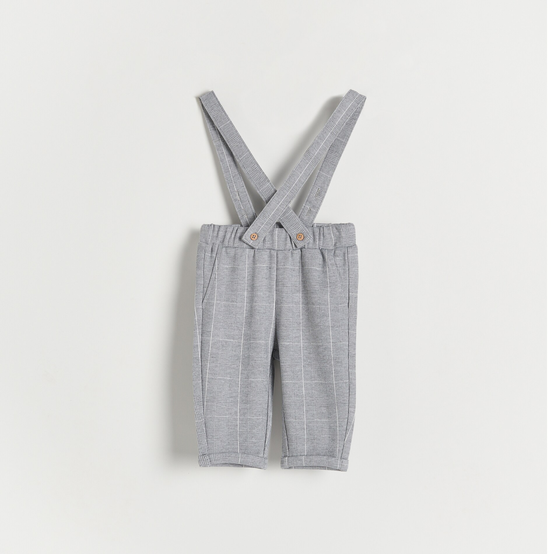 Reserved – Pantaloni din jerseu, cu bretele – Gri deschis bottoms imagine noua gjx.ro